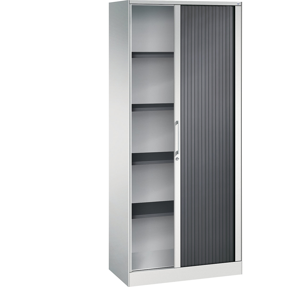 Armadio con serranda ASISTO, altezza 1980 mm – C+P, larghezza 800 mm, grigio chiaro/grigio nerastro-0