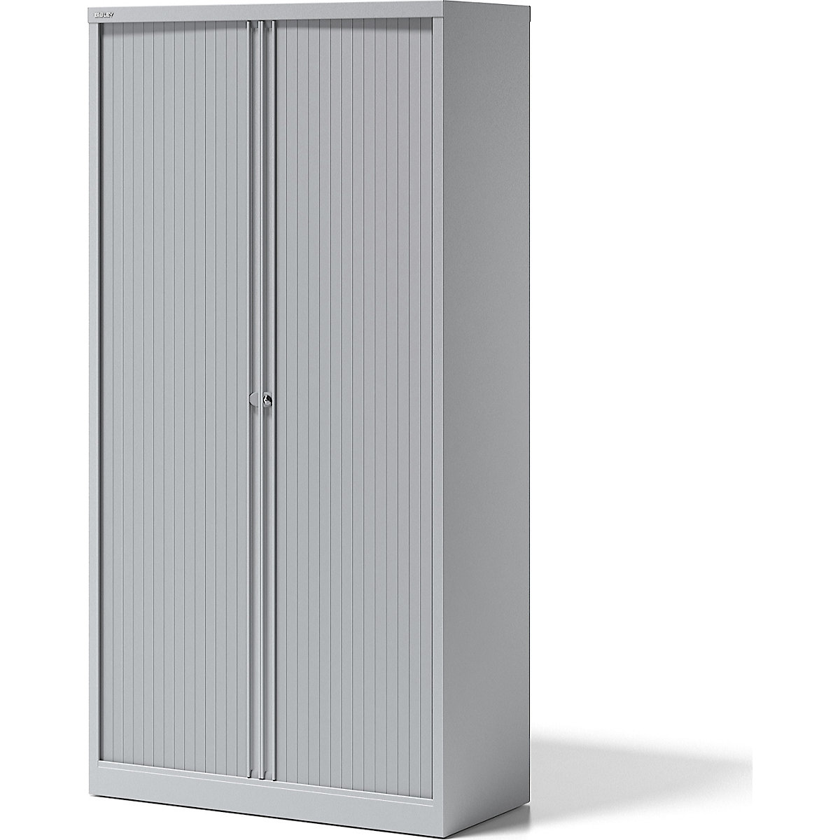 Armadio con serranda ESSENTIALS – BISLEY, alt. x largh. x prof. 1970 x 1000 x 470 mm, 4 ripiani, grigio chiaro-0
