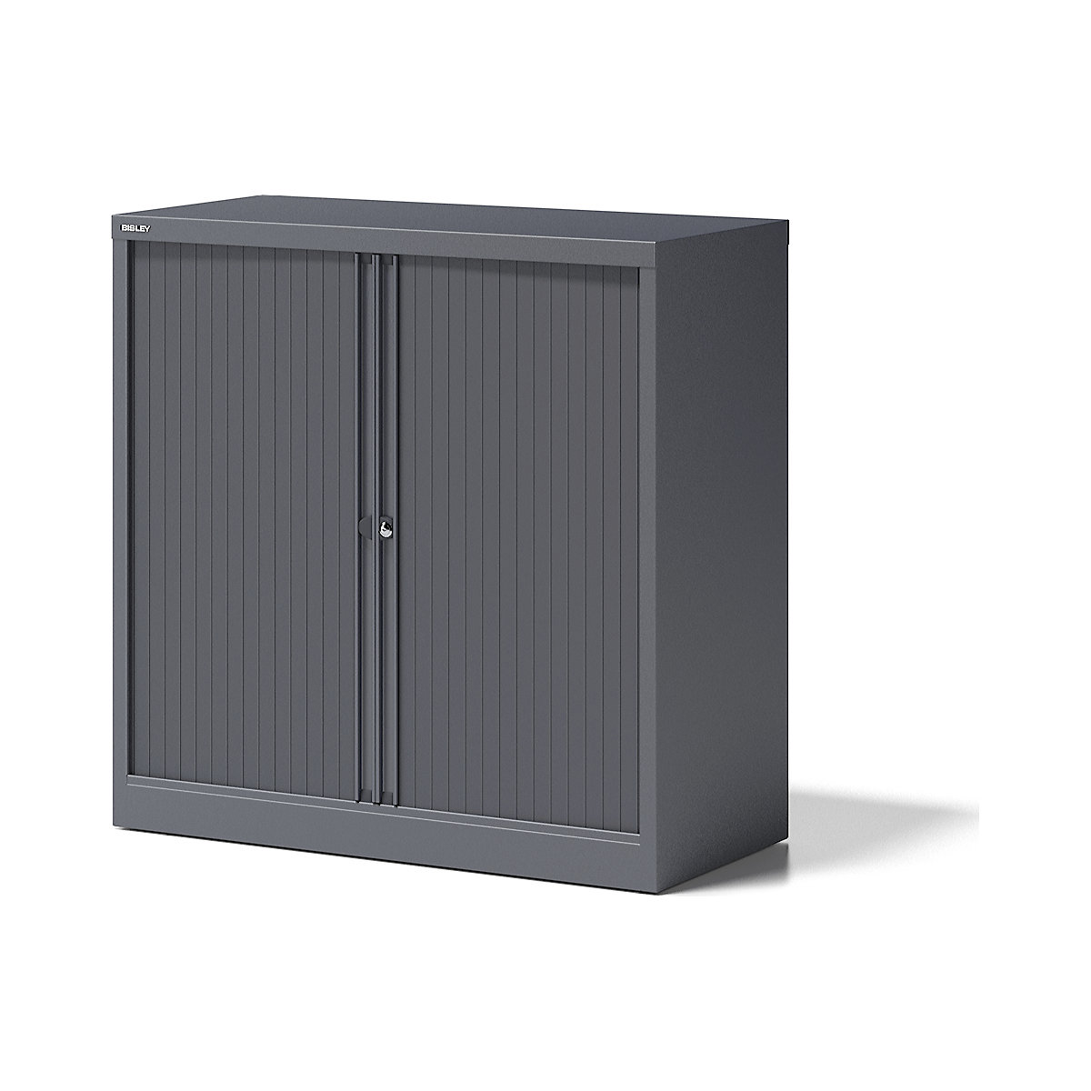 Armadio con serranda ESSENTIALS – BISLEY, alt. x largh. x prof. 1000 x 1000 x 470 mm, 1 ripiano, grigio antracite-0