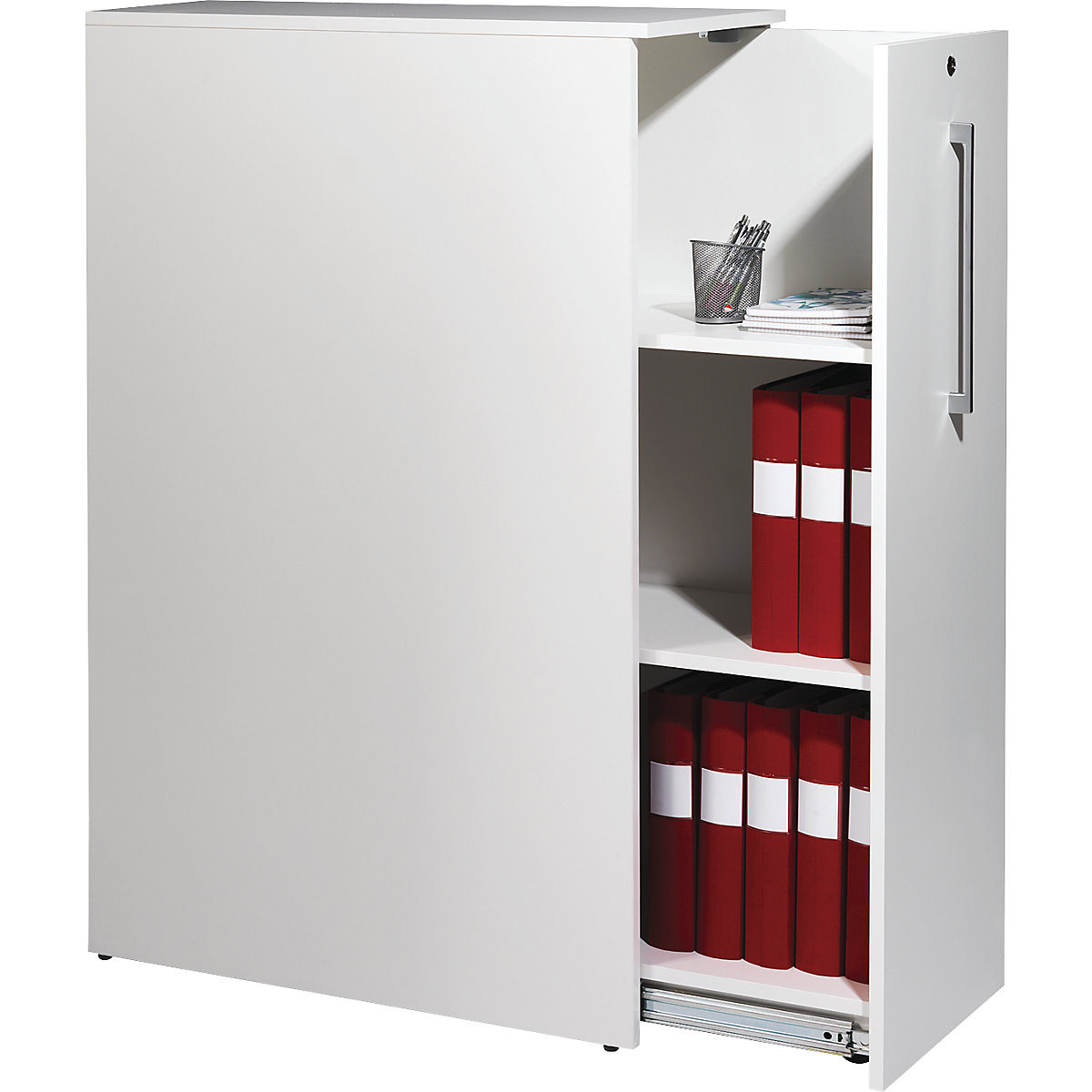 Armadio estraibile alto Seattle, alt. x largh. x prof. 1250 x 400 x 800 mm, sinistra, grigio chiaro-0