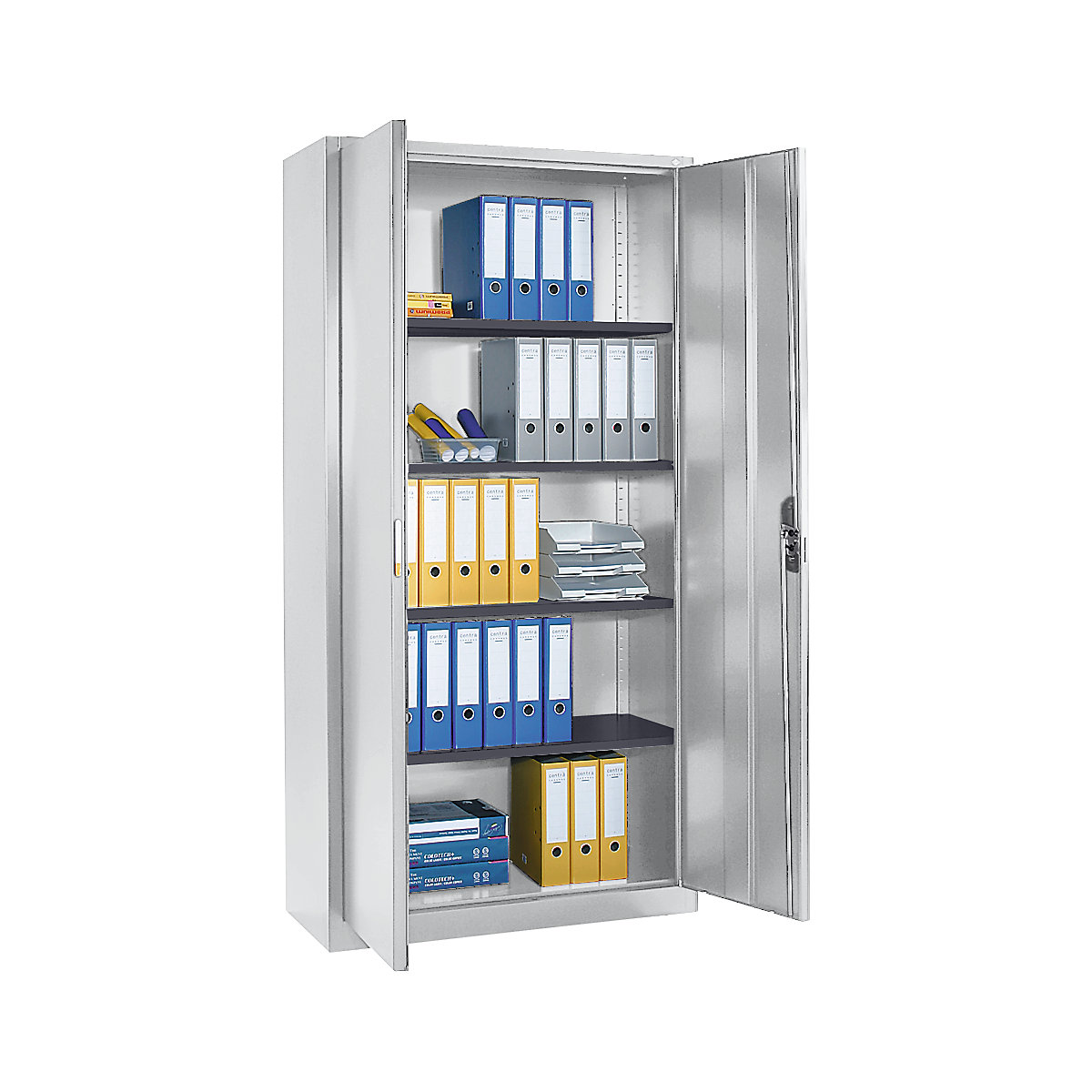 Armadio in acciaio con ante a battente – C+P, alt. x largh. x prof. 1950 x 1000 x 420 mm, grigio chiaro-0