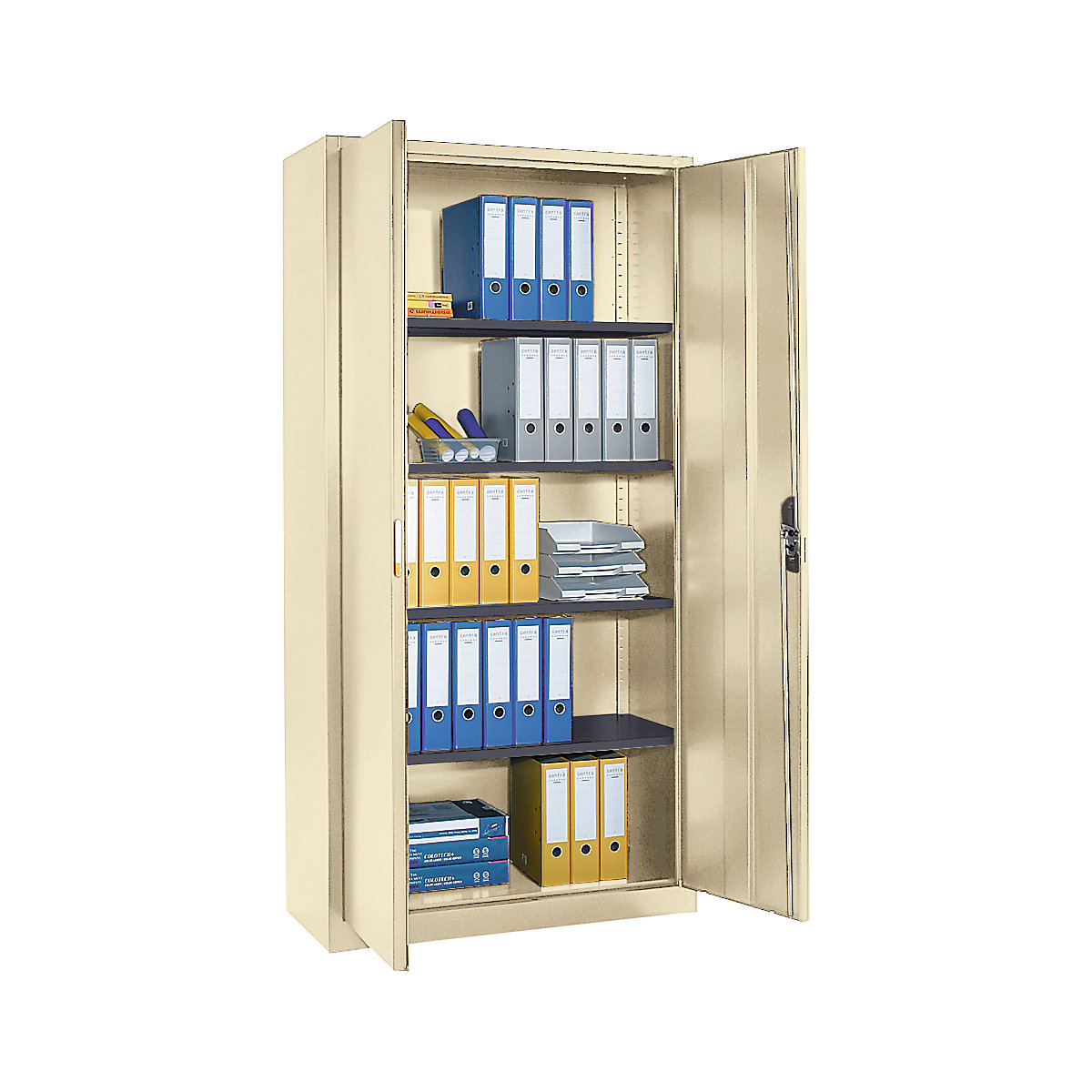Armadio in acciaio con ante a battente – C+P, alt. x largh. x prof. 1950 x 1000 x 420 mm, avorio chiaro-0