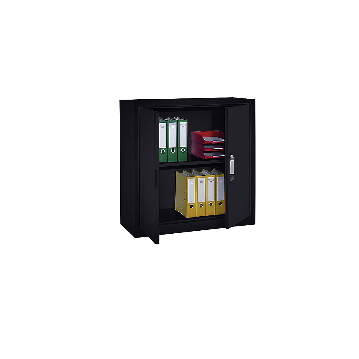 Armadio in acciaio con ante a battente – C+P, alt. x largh. x prof. 1000 x 1000 x 420 mm, grigio nerastro-0