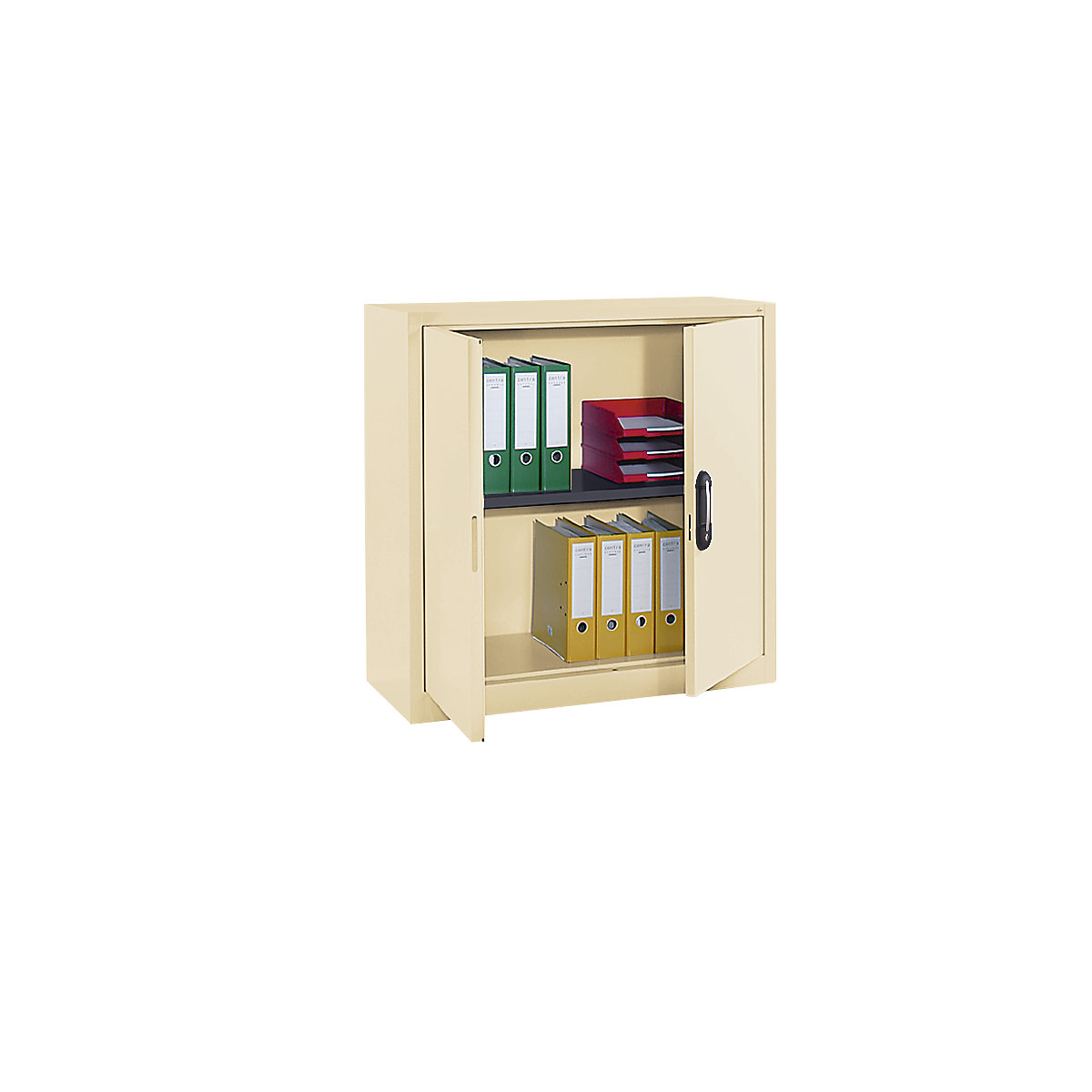 Armadio in acciaio con ante a battente – C+P, alt. x largh. x prof. 1000 x 1000 x 420 mm, avorio chiaro-0