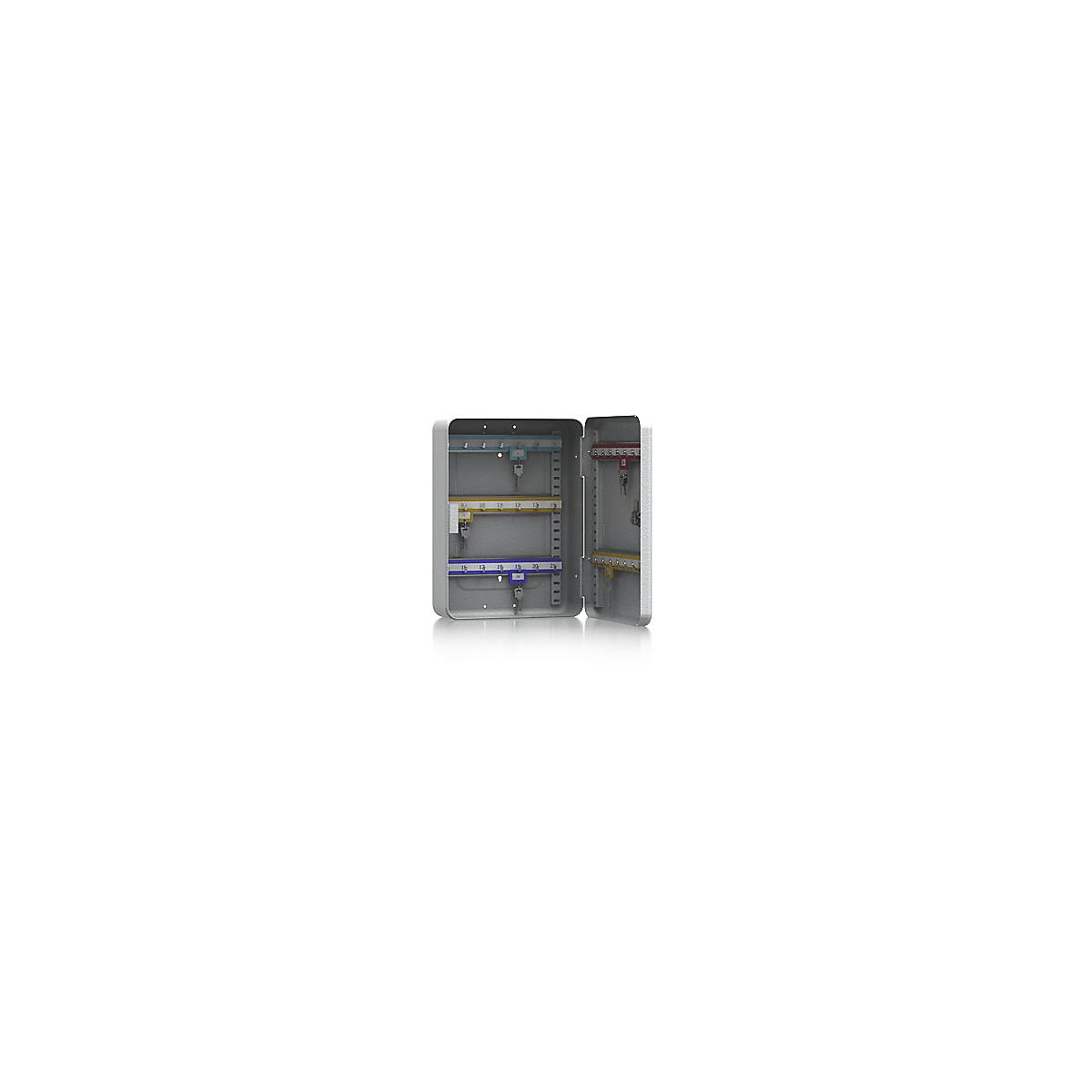 Armadietto portachiavi, lamiera d'acciaio, grigio chiaro, alt. x largh. x prof. 320 x 230 x 90 mm, 35 ganci-0