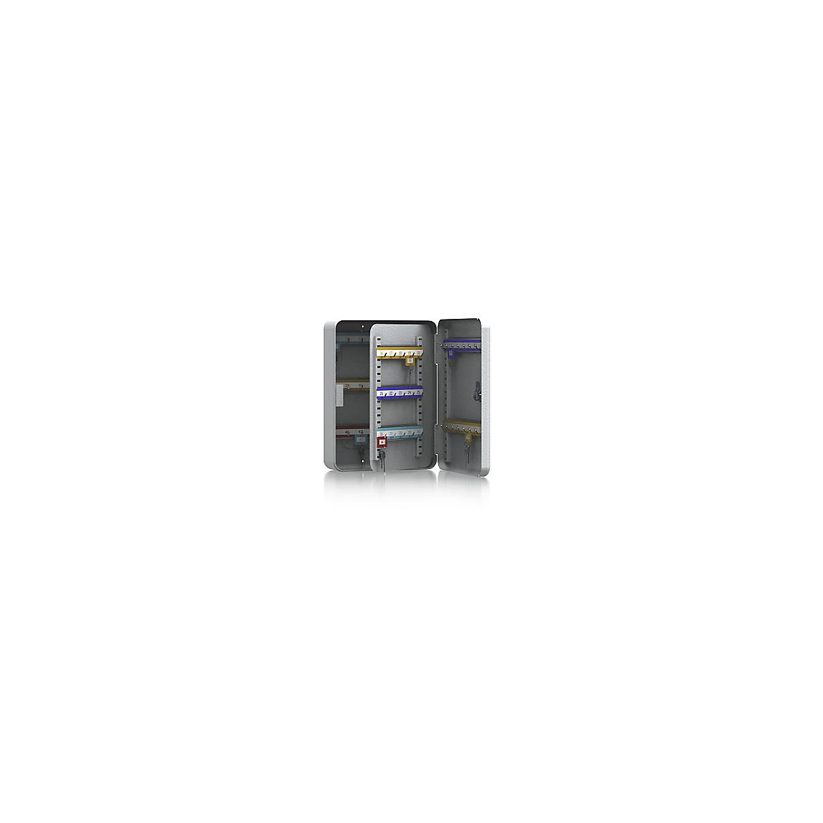 Armadietto portachiavi, lamiera d'acciaio, grigio chiaro, alt. x largh. x prof. 320 x 230 x 90 mm, 50 ganci-0