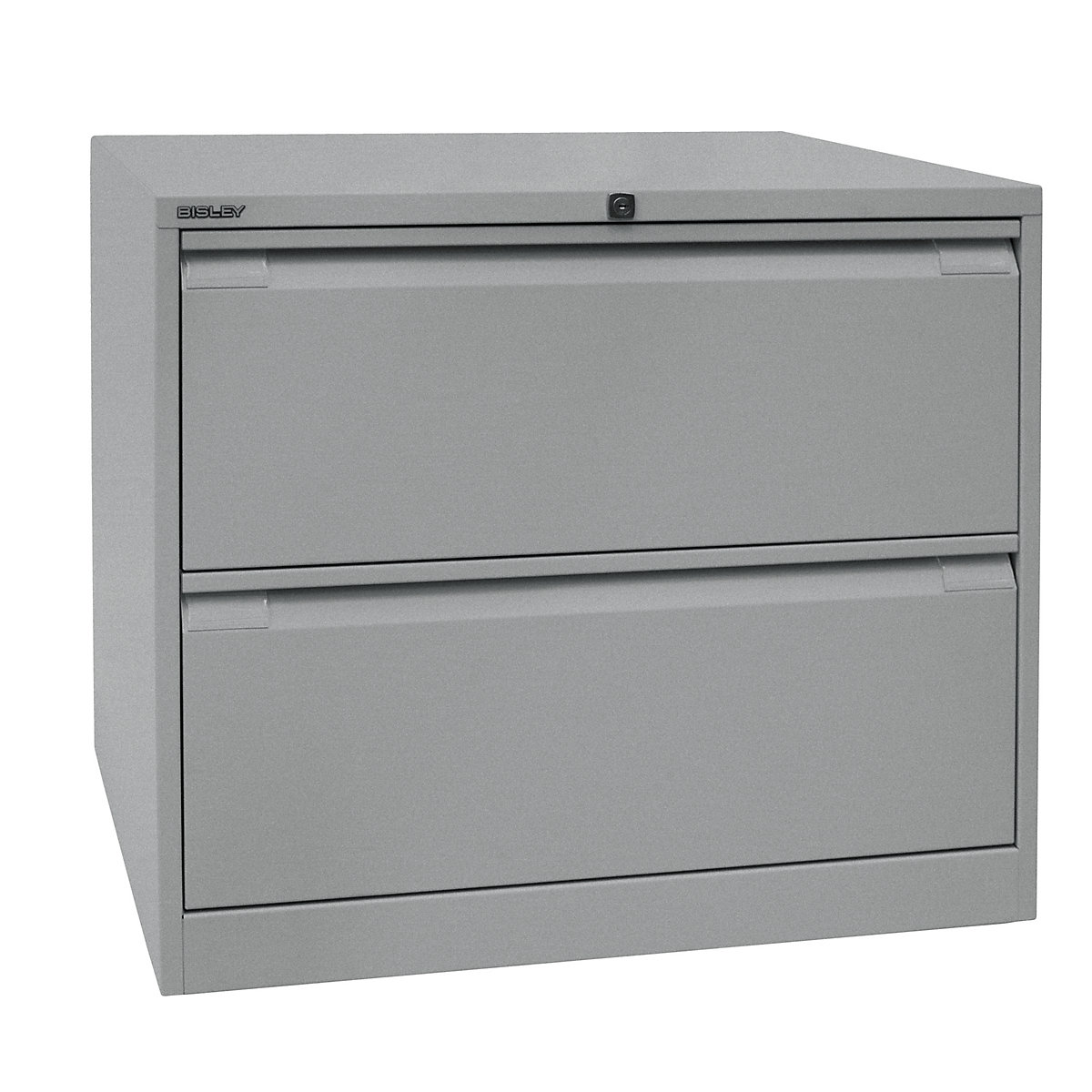 Classificatore per cartelle sospese, a doppia corsia – BISLEY, 2 cassetti, UNI A4, alluminio brillante-0
