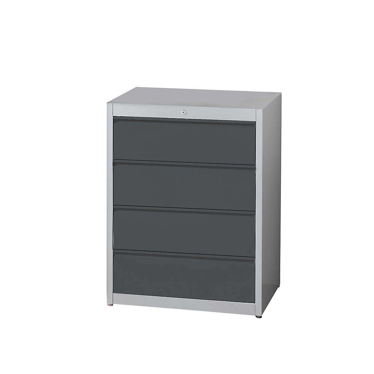 Schedario, maniglie a listello – mauser, 4 cassetti, 3 corsie, alluminio brillante / grigio antracite-0