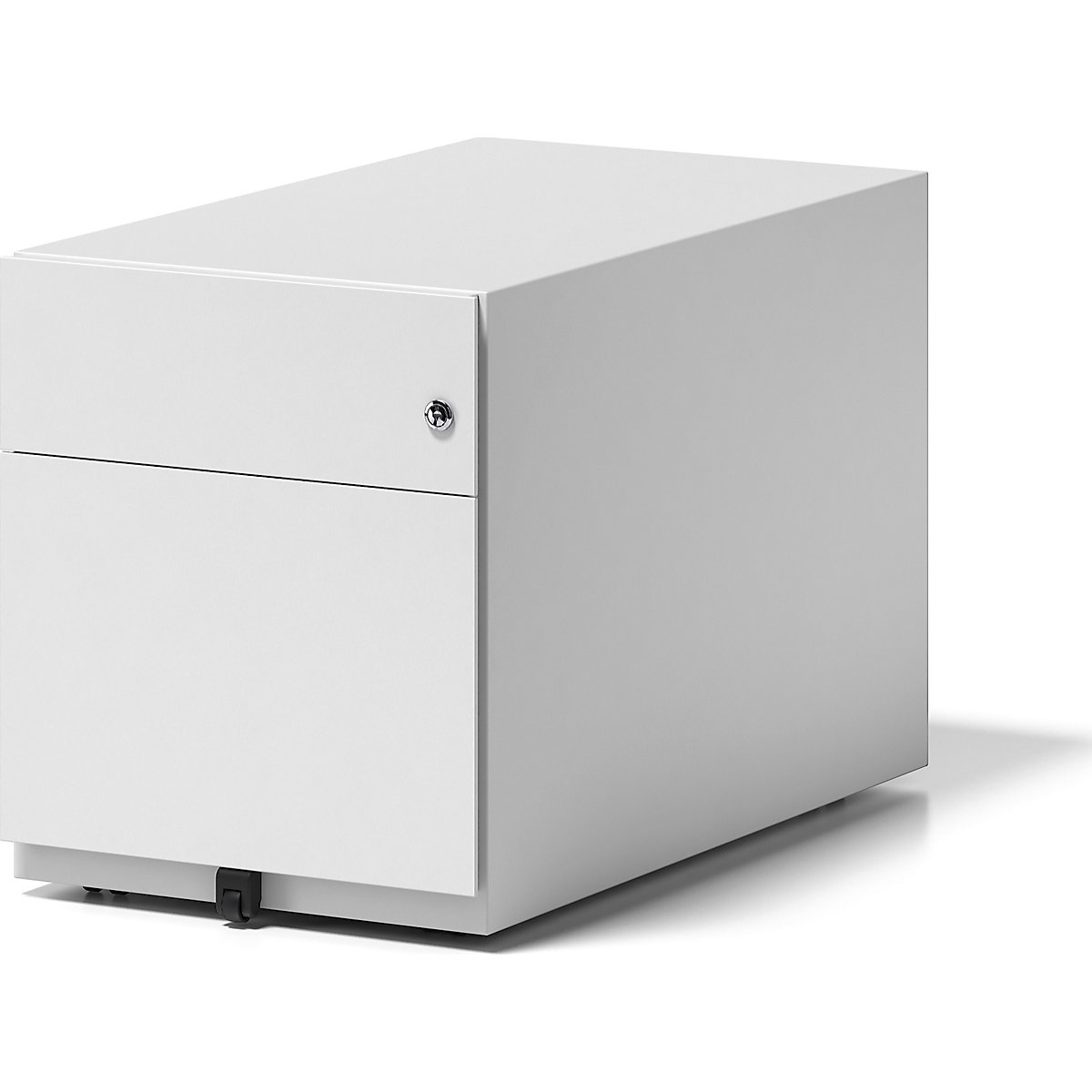 Cassettiera con rotelle Note™, con 1 supporto per cartelle sospese, 1 cassetto universale – BISLEY, alt. x largh. x prof. 495 x 420 x 775 mm, con maniglia a listello, bianco traffico-0