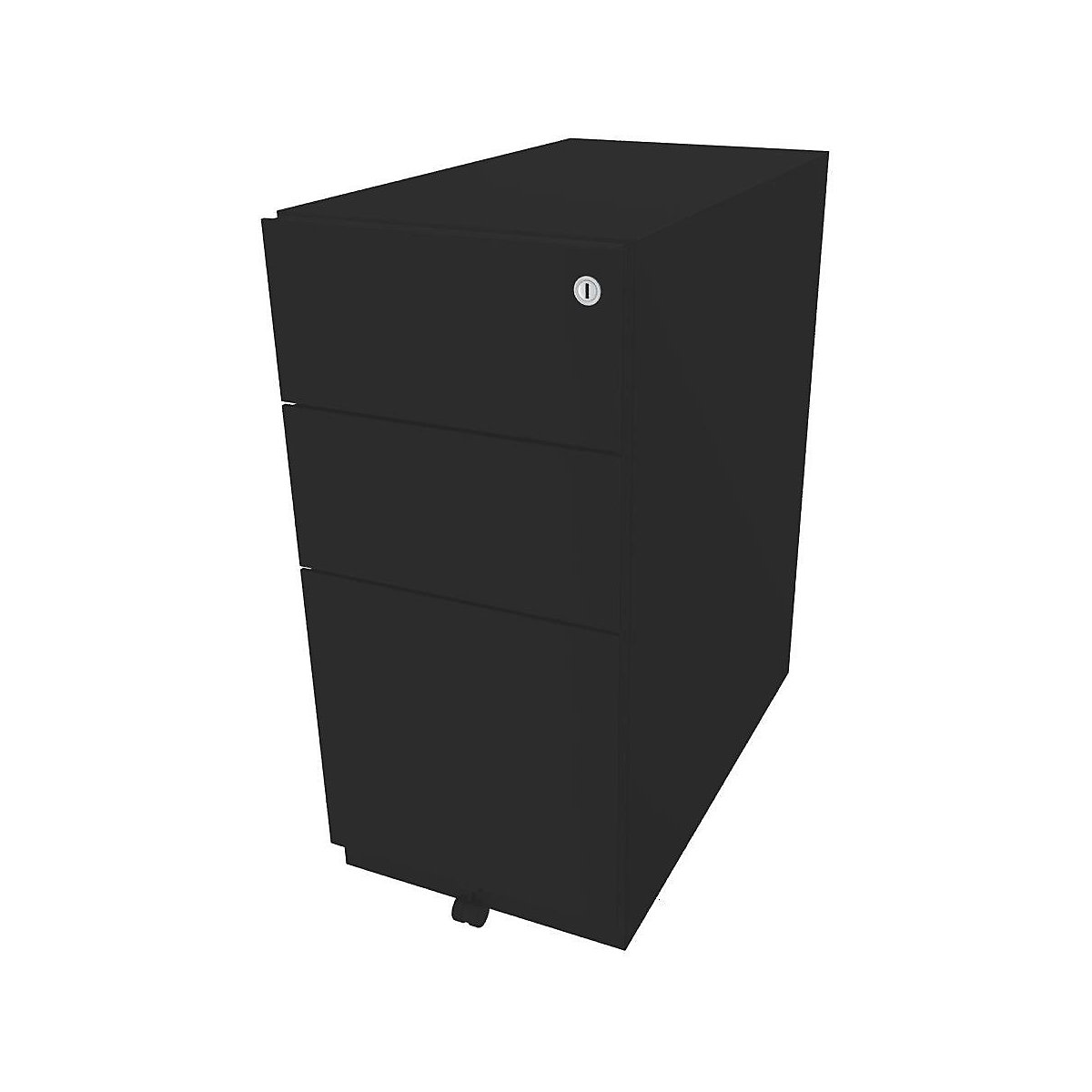Cassettiera con rotelle Note™, con 2 cassetti universali, 1 supporto per cartelle sospese – BISLEY, alt. x largh. x prof. 645 x 300 x 565 mm, nero-0