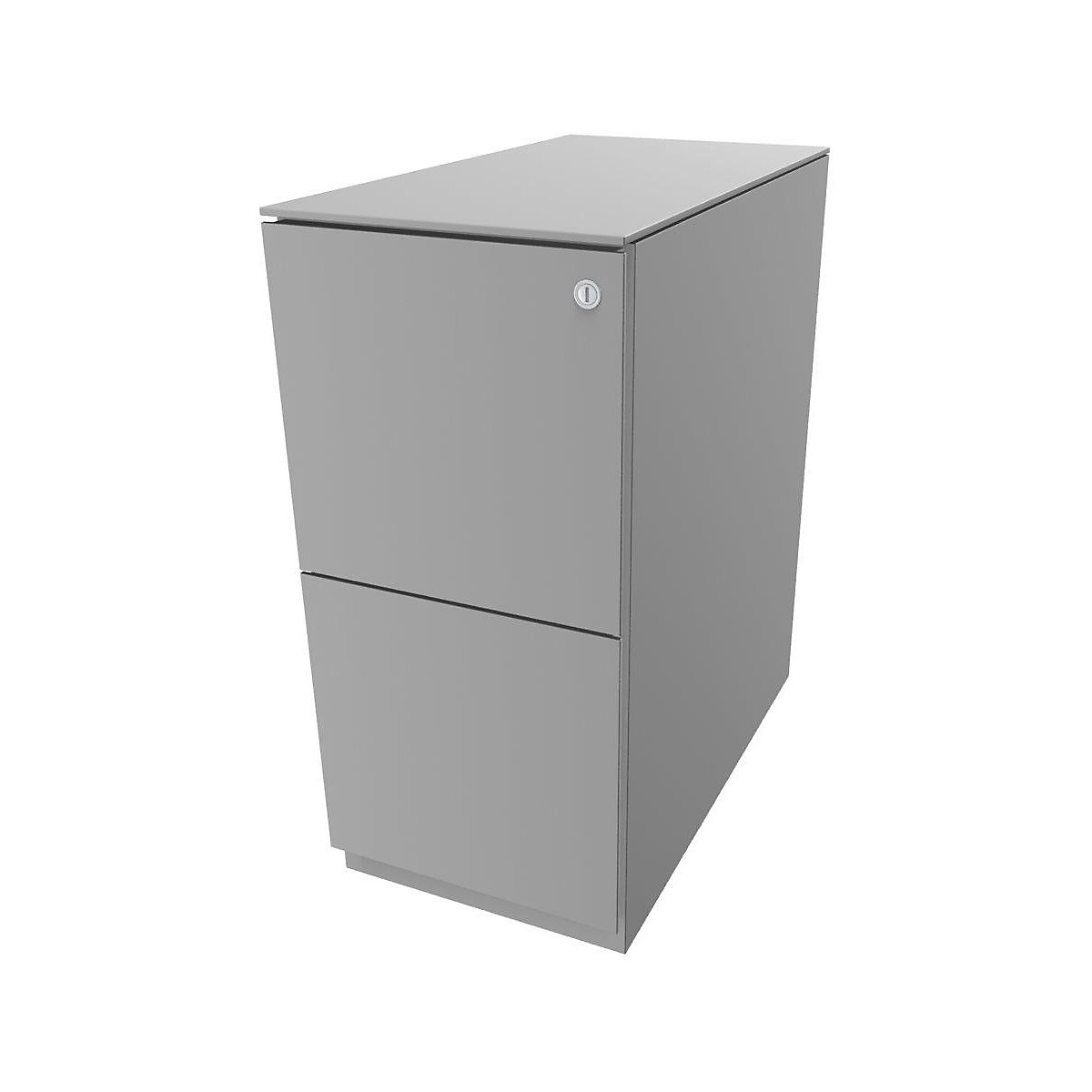 Cassettiera con rotelle Note™, con 2 supporti per cartelle sospese – BISLEY, alt. x largh. 652 x 300 mm, con parte superiore, grigio chiaro-0