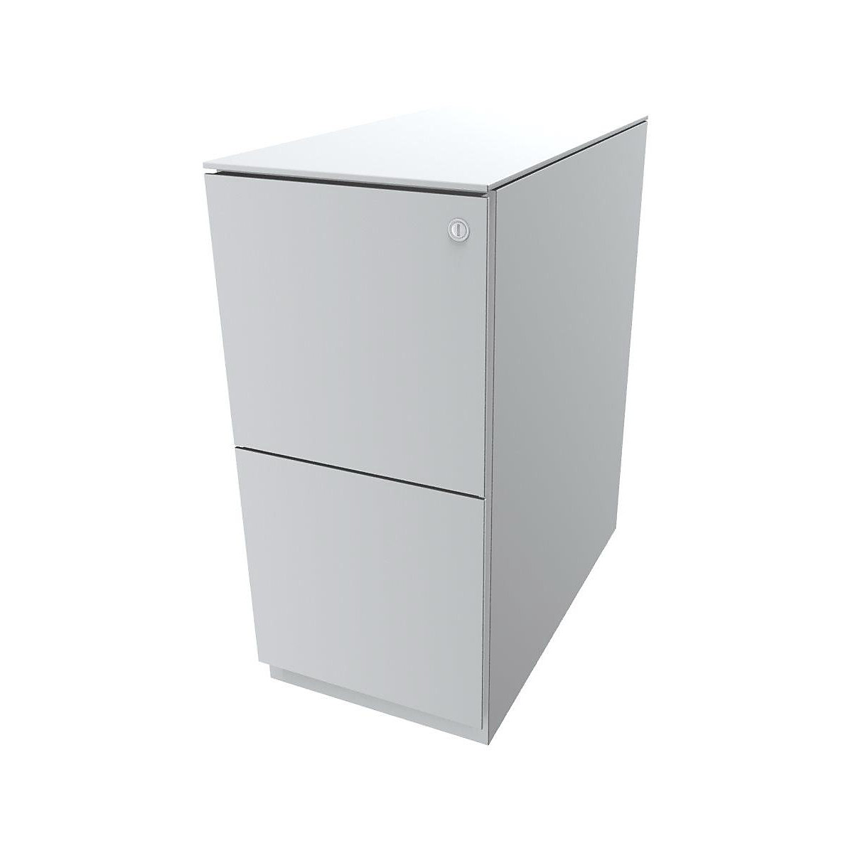 Cassettiera con rotelle Note™, con 2 supporti per cartelle sospese – BISLEY, alt. x largh. 652 x 300 mm, con parte superiore, bianco traffico-0