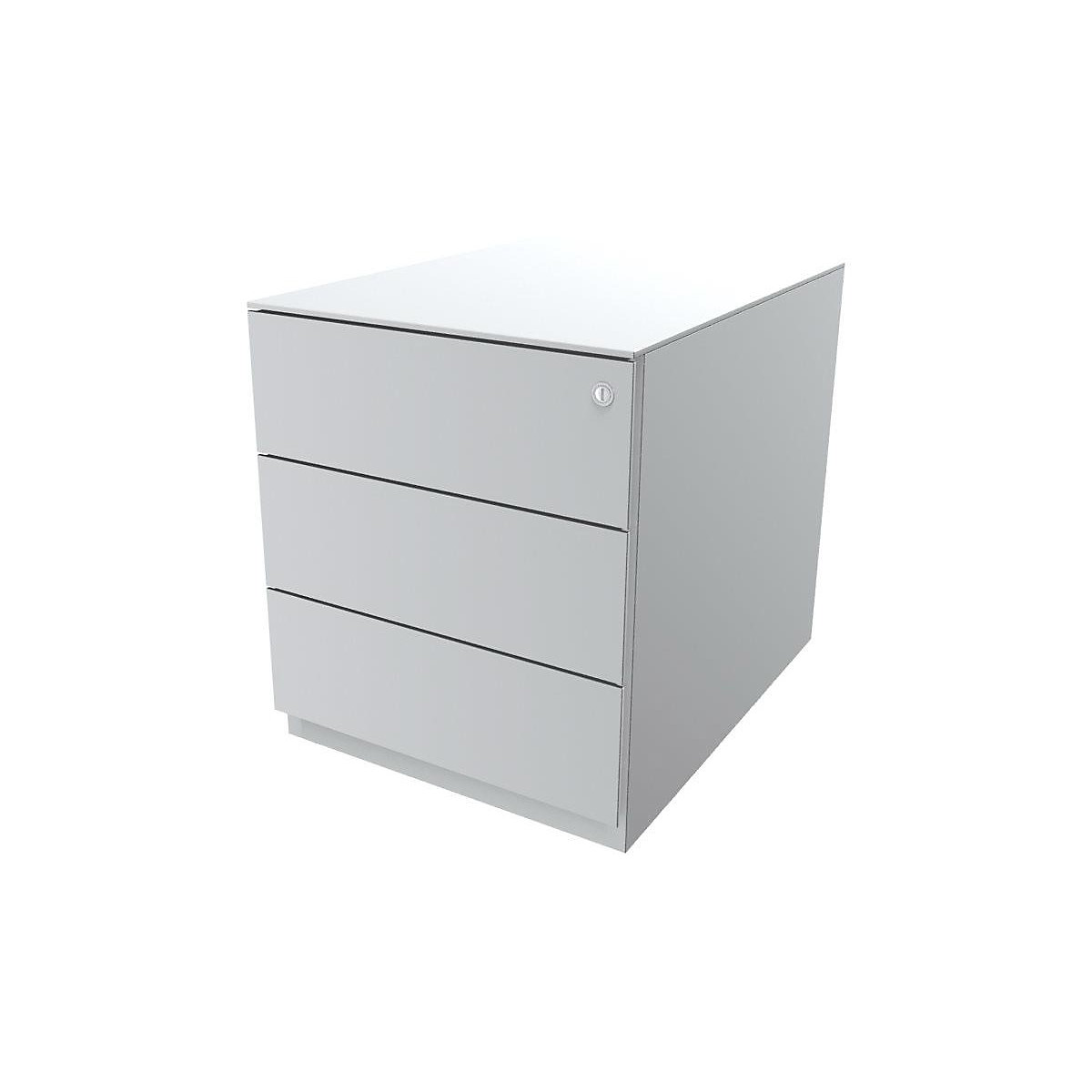 Cassettiera con rotelle Note™, con 3 cassetti universali – BISLEY, alt. x largh. x prof. 502 x 420 x 565 mm, con maniglia a listello e parte superiore, bianco traffico-0