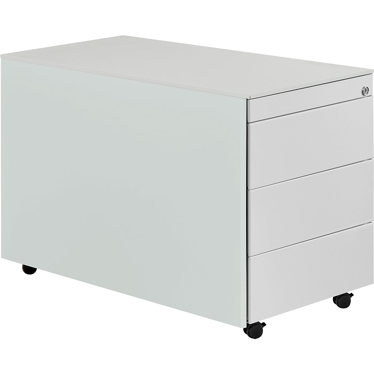 Cassettiera con rotelle – mauser, alt. x prof. 570 x 800 mm, pannello in acciaio, 3 cassetti, grigio chiaro / grigio chiaro / grigio chiaro-0
