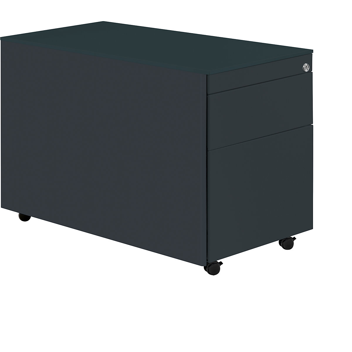 Cassettiera con rotelle – mauser, alt. x prof. 570 x 800 mm, 1 cassetto portamateriale, 1 supporto per cartelle sospese, grigio antracite / grigio antracite / grigio antracite-0
