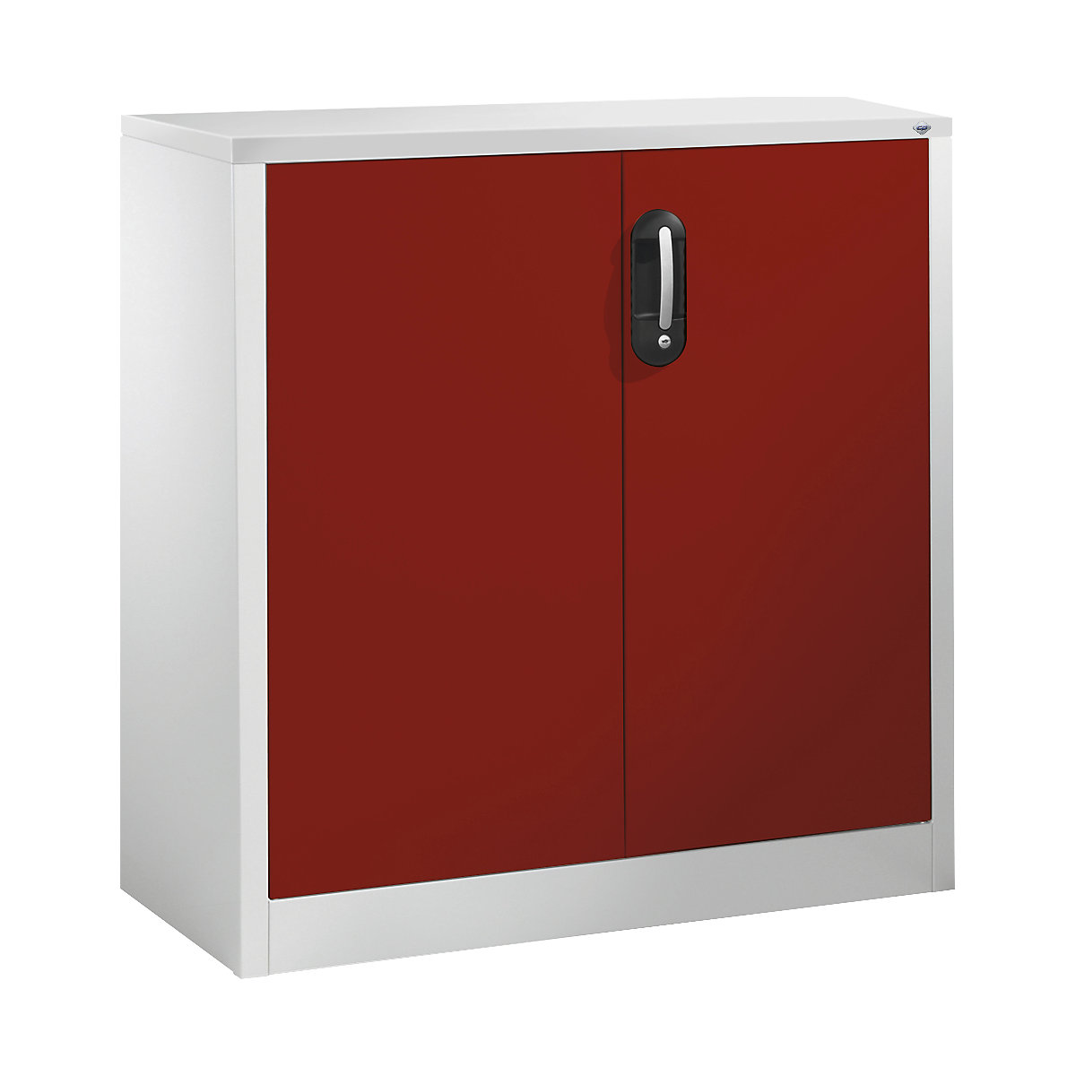 ACURADO mobiletto archivio – C+P, 2 file di raccoglitori, alt. x largh. x prof. 1000 x 930 x 400 mm, grigio chiaro / rosso rubino-0