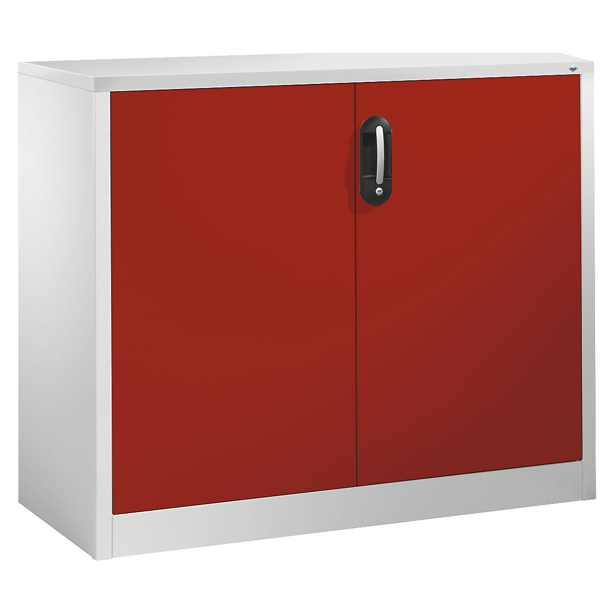 ACURADO mobiletto archivio – C+P, 2 file di raccoglitori, alt. x largh. x prof. 1000 x 1200 x 400 mm, grigio chiaro / rosso fuoco-0