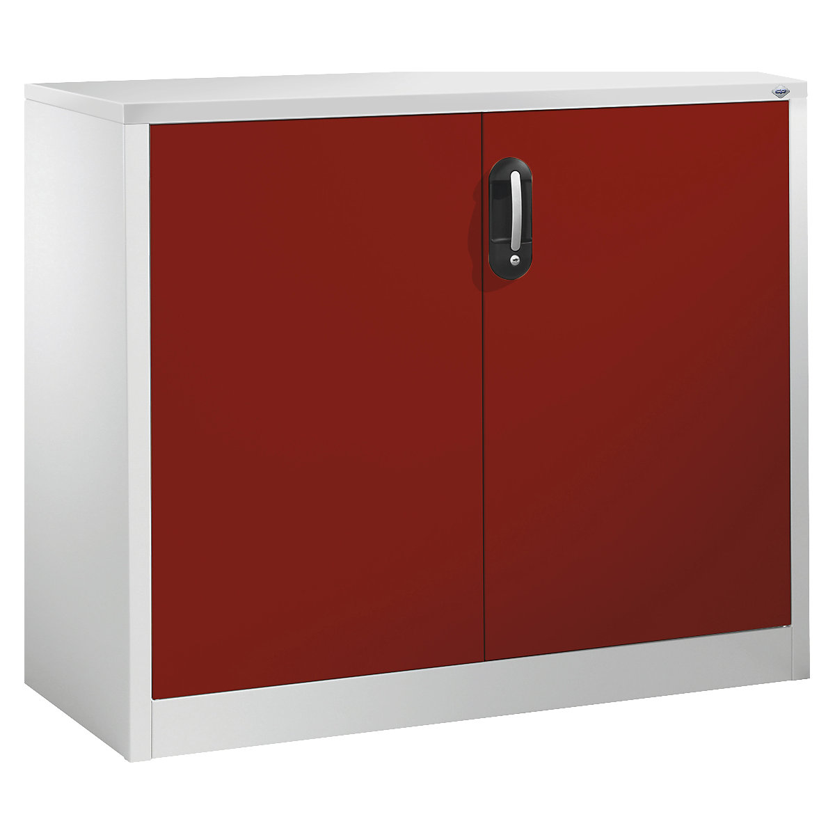 ACURADO mobiletto archivio – C+P, 2 file di raccoglitori, alt. x largh. x prof. 1000 x 1200 x 400 mm, grigio chiaro / rosso rubino-0