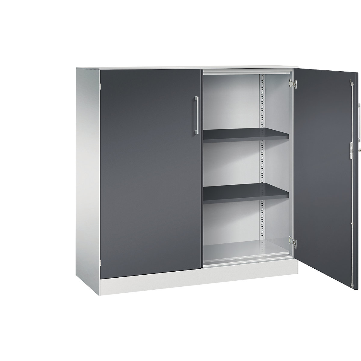 Armadio con ante a battente ASISTO, altezza 1292 mm – C+P, larghezza 1200 mm, 2 ripiani, grigio chiaro/grigio nerastro-0