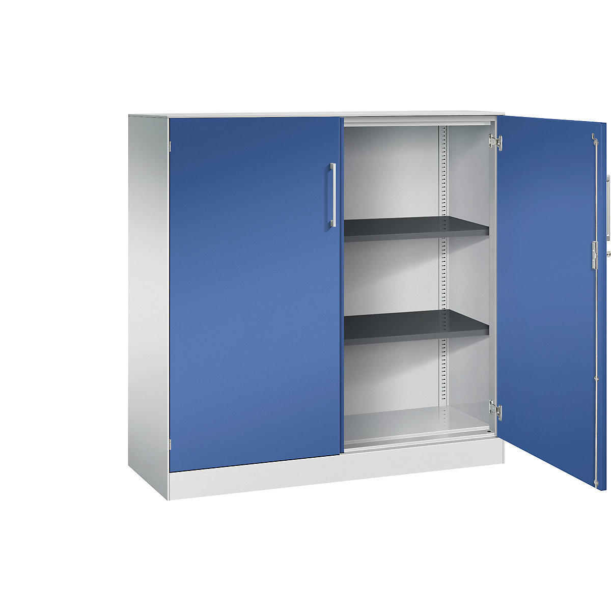 Armadio con ante a battente ASISTO, altezza 1292 mm – C+P, larghezza 1200 mm, 2 ripiani, grigio chiaro/blu genziana-0