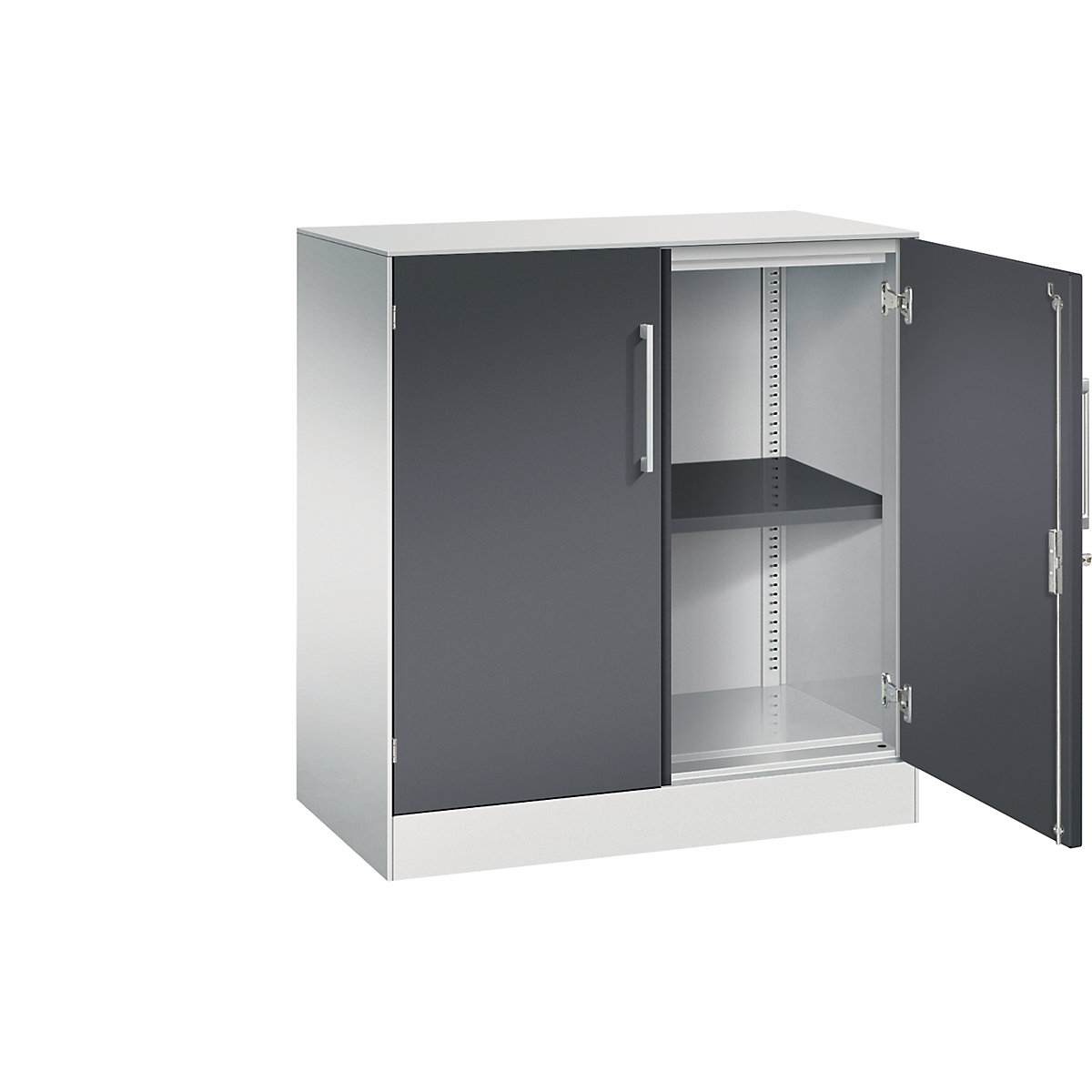 Armadio con ante a battente ASISTO, altezza 897 mm – C+P, larghezza 800 mm, 1 ripiano, grigio chiaro/grigio nerastro-0