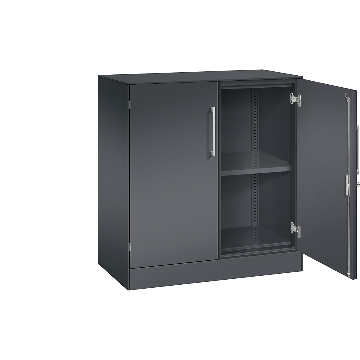 Armadio con ante a battente ASISTO, altezza 897 mm – C+P, larghezza 800 mm, 1 ripiano, grigio nerastro/grigio nerastro-0