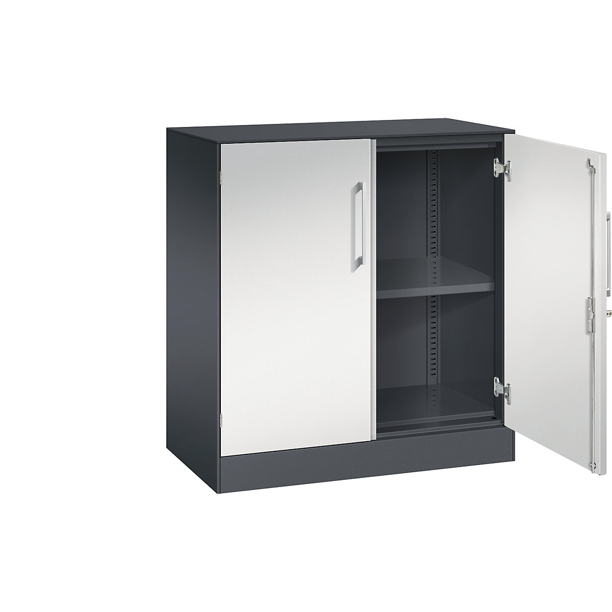 Armadio con ante a battente ASISTO, altezza 897 mm – C+P, larghezza 800 mm, 1 ripiano, grigio nerastro/grigio chiaro-0