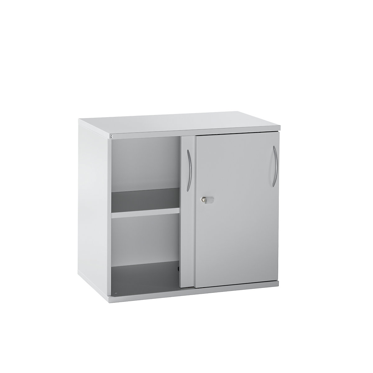 Armadio con ante scorrevoli LENA, 1 ripiano, 2 file di raccoglitori, 2 ante scorrevoli, alt. x largh. x prof. 722 x 800 x 442 mm, grigio chiaro-0