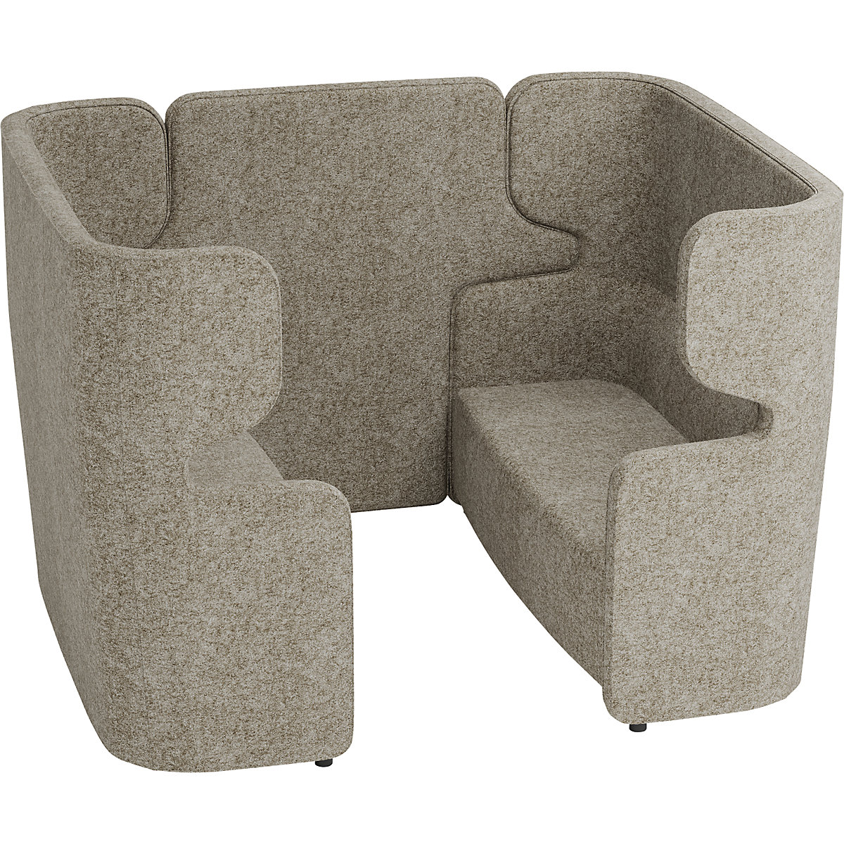 Divano in materiale fonoassorbente VIVO – BISLEY, 2 divani a due posti con schienale alto, parete centrale, beige-0