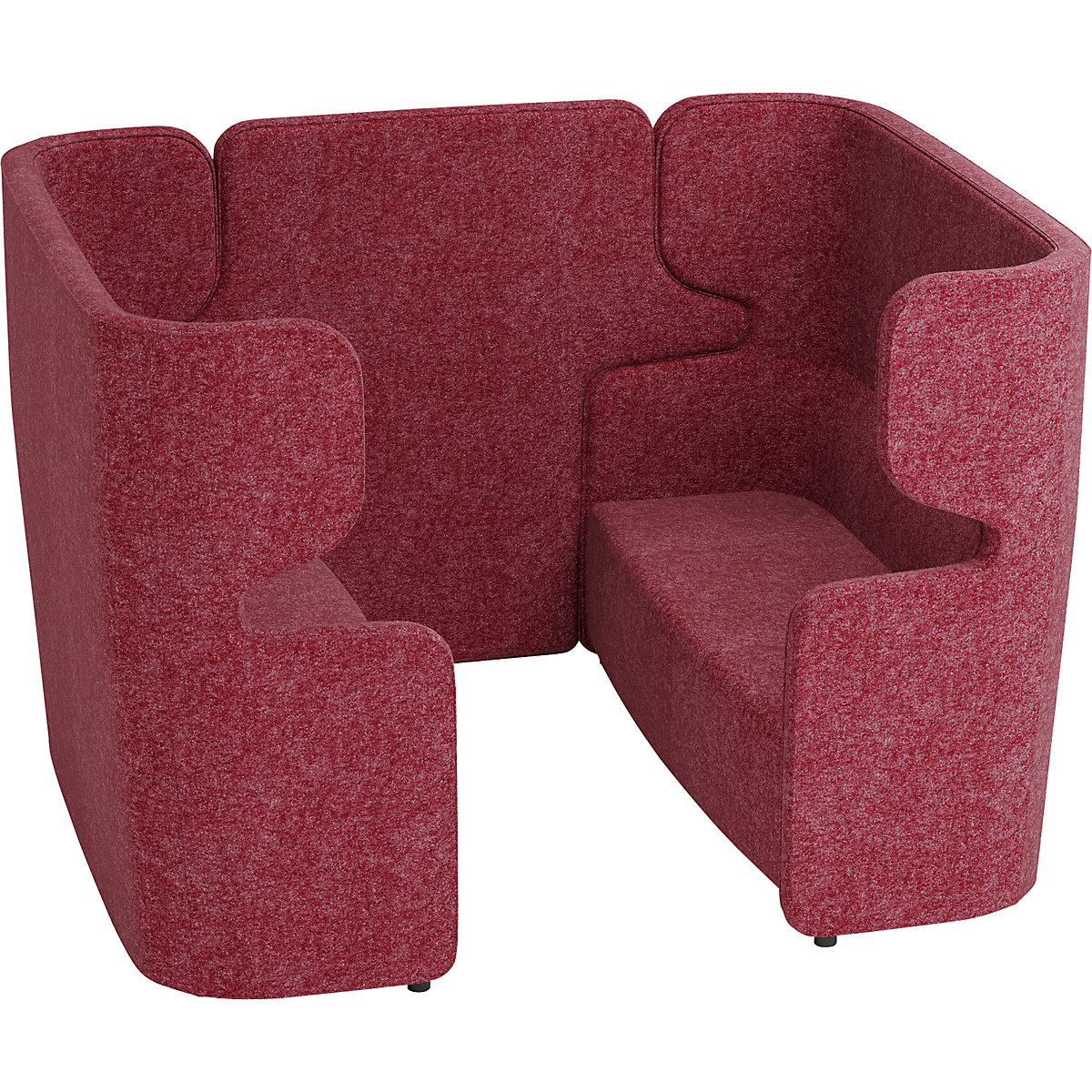 Divano in materiale fonoassorbente VIVO – BISLEY, 2 divani a due posti con schienale alto, parete centrale, rosso-0