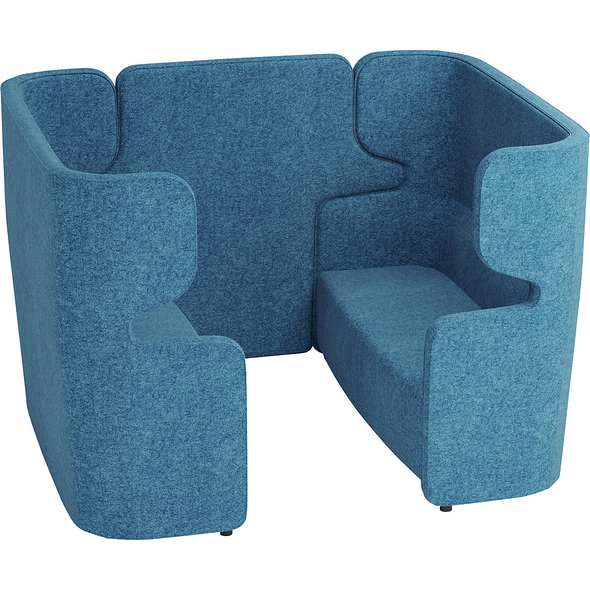 Divano in materiale fonoassorbente VIVO – BISLEY, 2 divani a due posti con schienale alto, parete centrale, blu-0