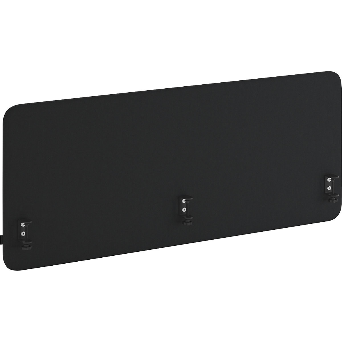 Divisorio fonoassorbente da scrivania standard con angoli arrotondati, altezza 650 mm, tessuto, larghezza 1600 mm, nero-0