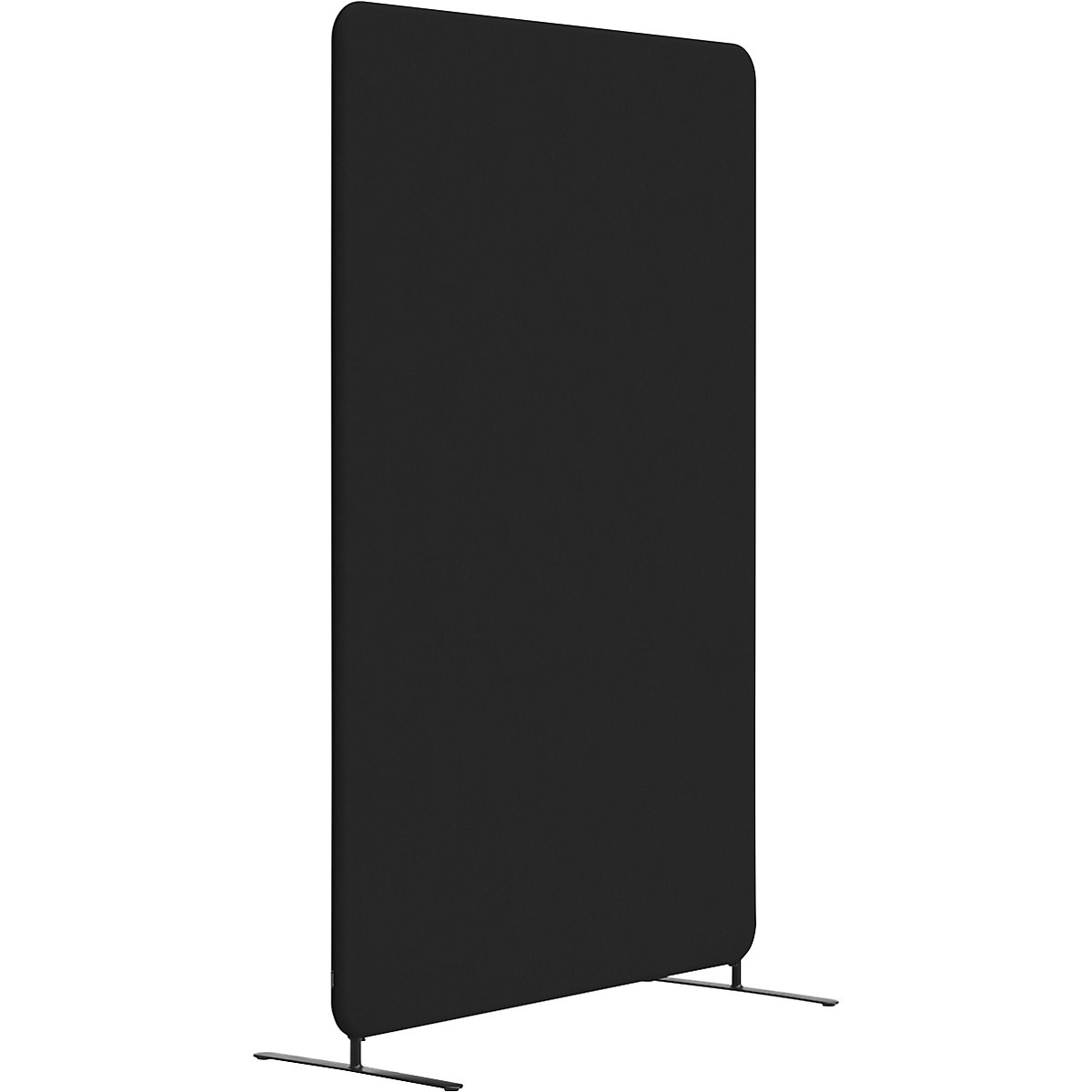 Divisorio fonoassorbente standard, angoli arrotondati, altezza 1500 mm, piedini inclusi, larghezza 1200 mm, nero-0