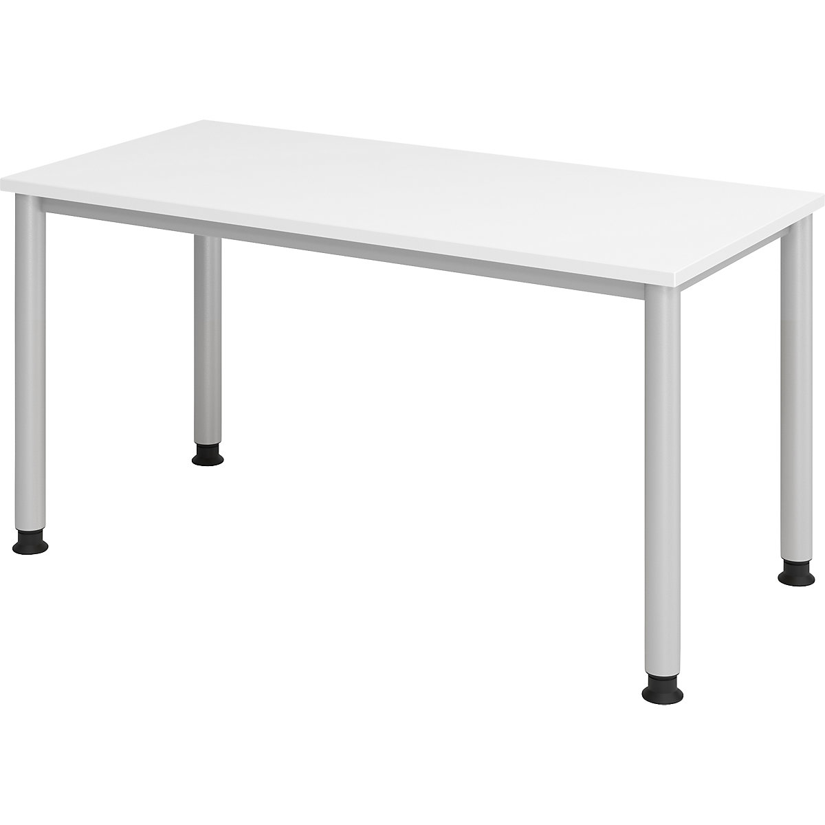 Scrivania Mini-Office 4 RENATUS – eurokraft pro, basamento a 4 gambe, larghezza 1400 mm, bianco, tubo tondo d'acciaio-0