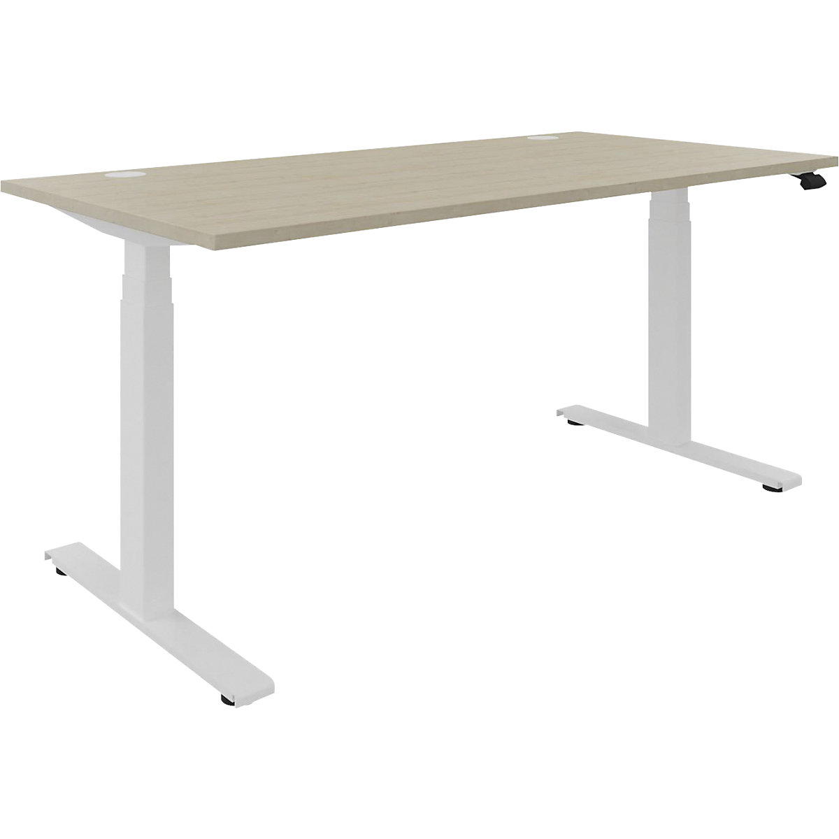 Scrivania BOTTOM-UP, regolabile elettricamente in altezza, diritta, largh. x prof. 1600 x 800 mm, acero/bianco-0