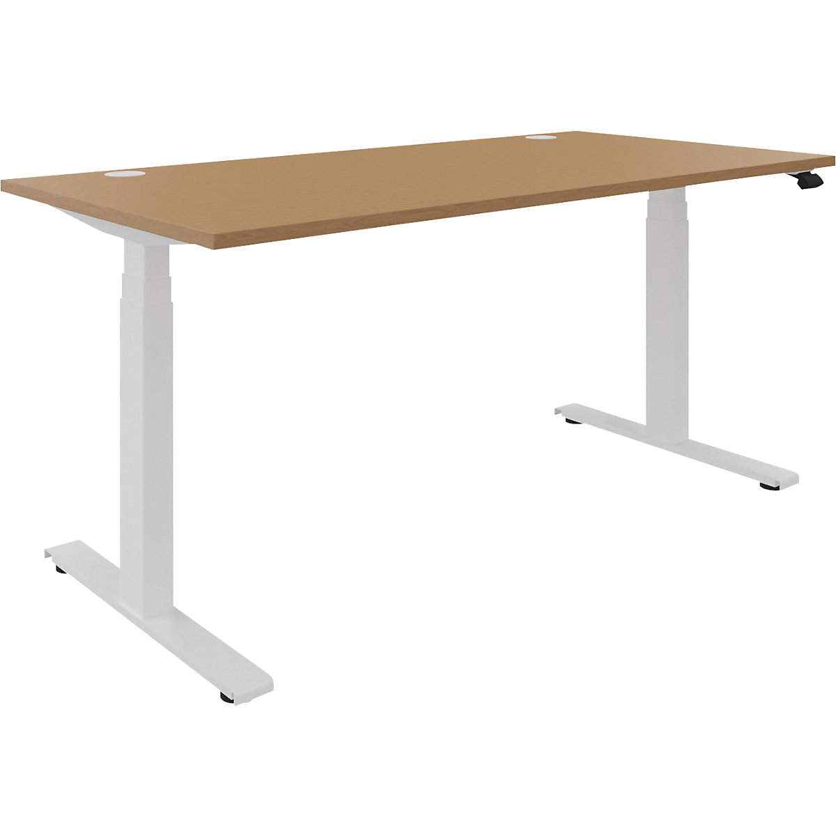 Scrivania BOTTOM-UP, regolabile elettricamente in altezza, diritta, largh. x prof. 1600 x 800 mm, faggio/bianco-0