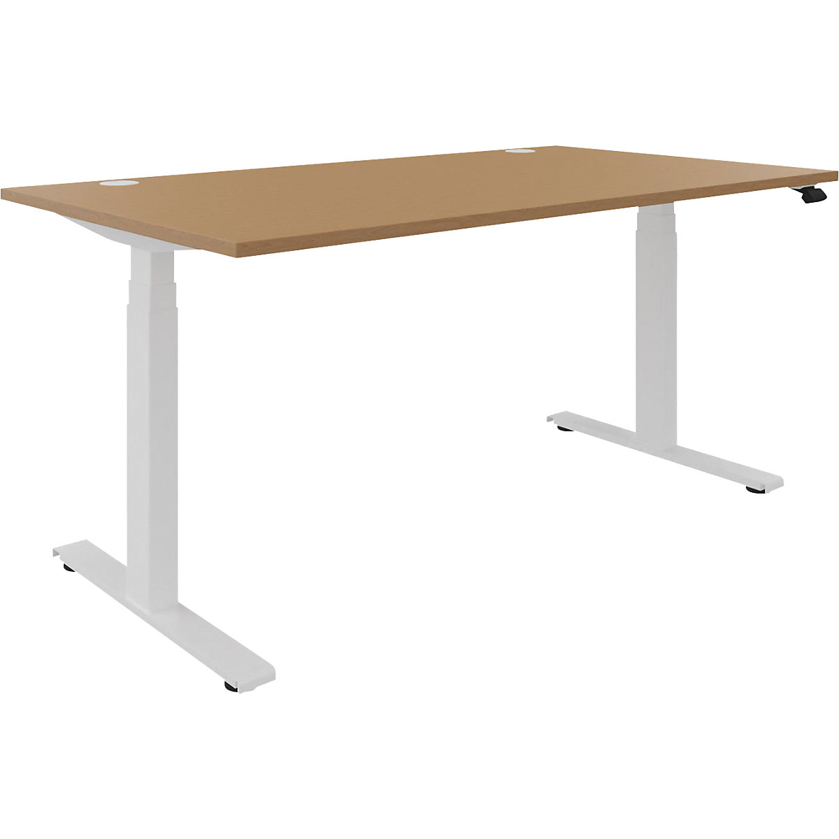 Scrivania BOTTOM-UP, regolabile elettricamente in altezza, diritta, largh. x prof. 1600 x 900 mm, faggio/bianco-4
