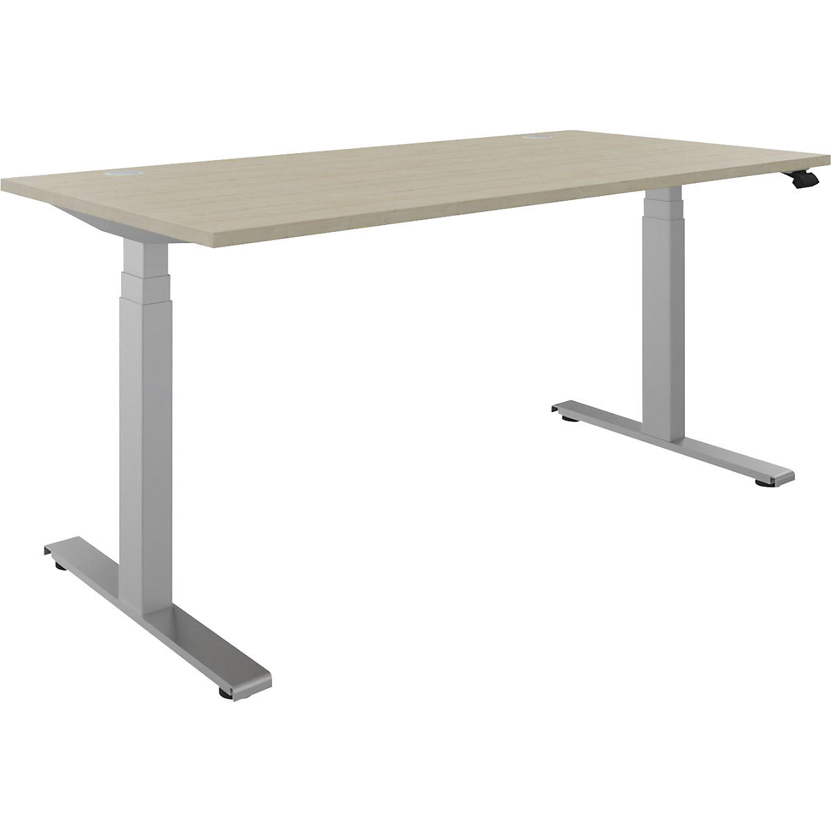 Scrivania BOTTOM-UP, regolabile elettricamente in altezza, diritta, largh. x prof. 1600 x 800 mm, acero/argento-0