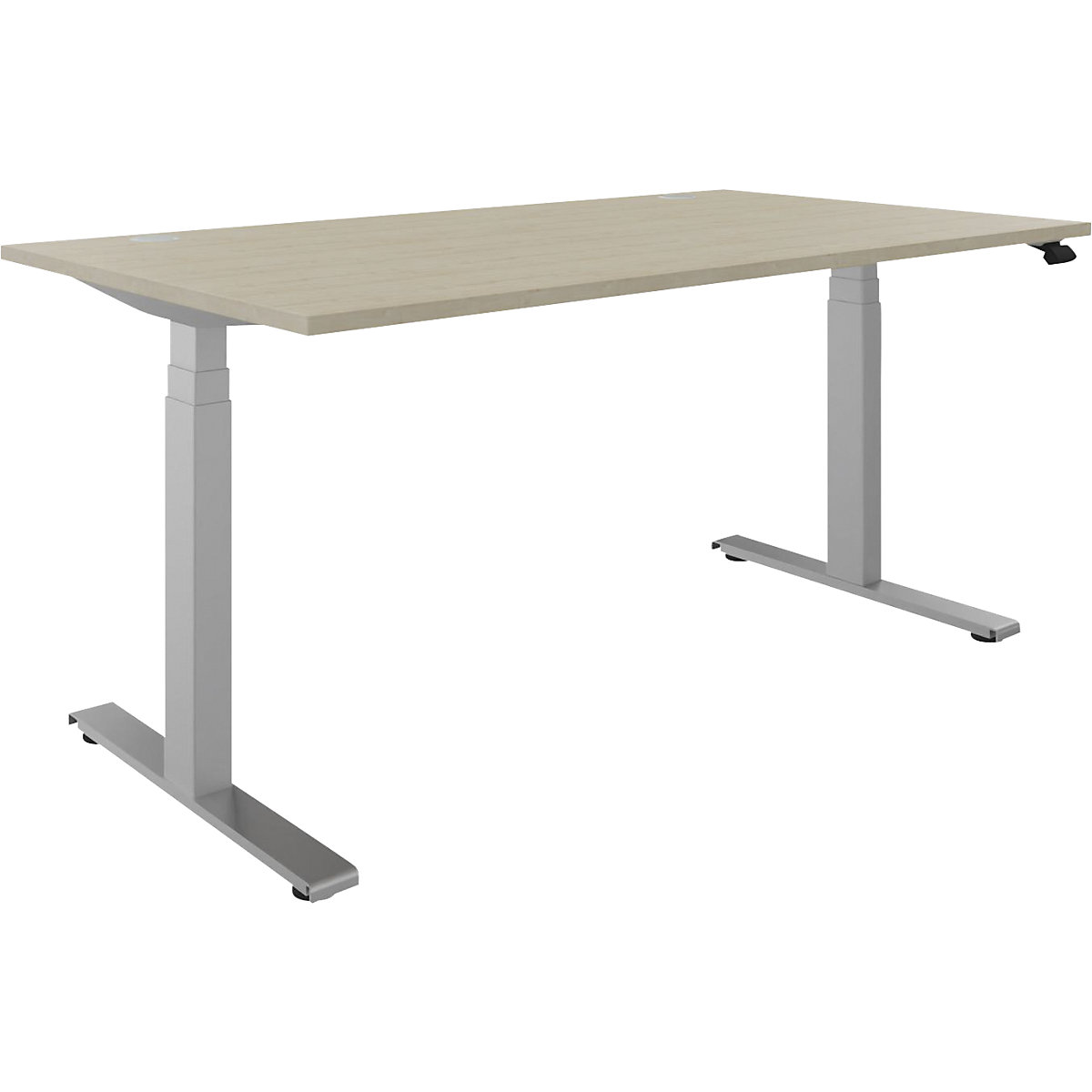 Scrivania BOTTOM-UP, regolabile elettricamente in altezza, diritta, largh. x prof. 1600 x 900 mm, acero/argento-0