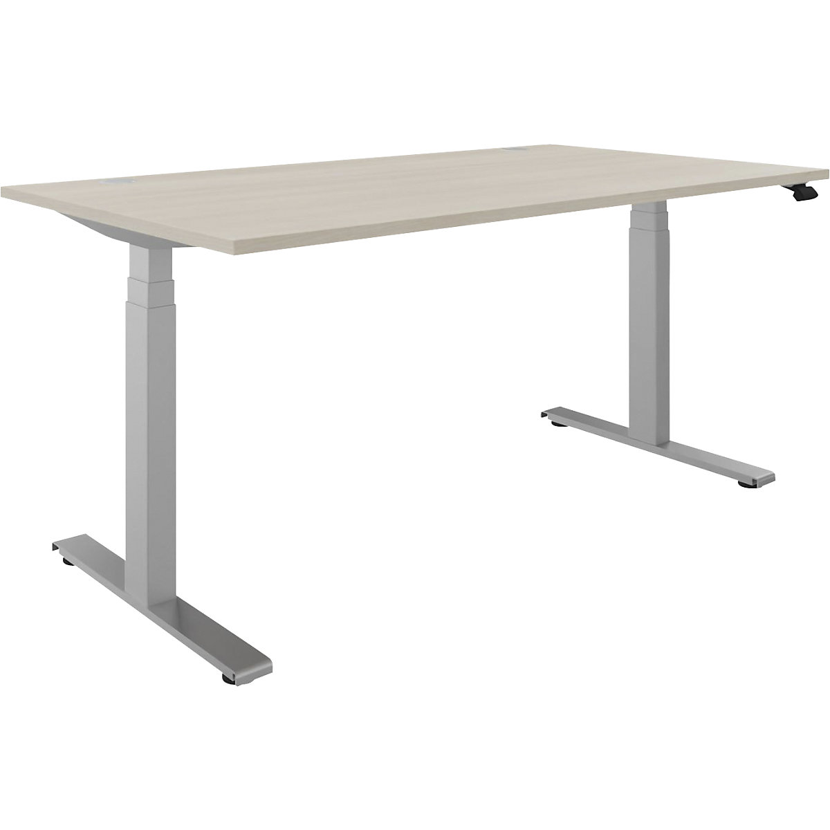 Scrivania BOTTOM-UP, regolabile elettricamente in altezza, diritta, largh. x prof. 1600 x 900 mm, acacia/argento-0