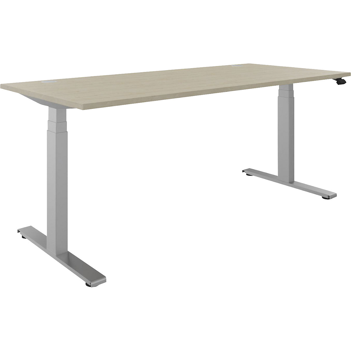 Scrivania BOTTOM-UP, regolabile elettricamente in altezza, diritta, largh. x prof. 1800 x 800 mm, acero/argento-0