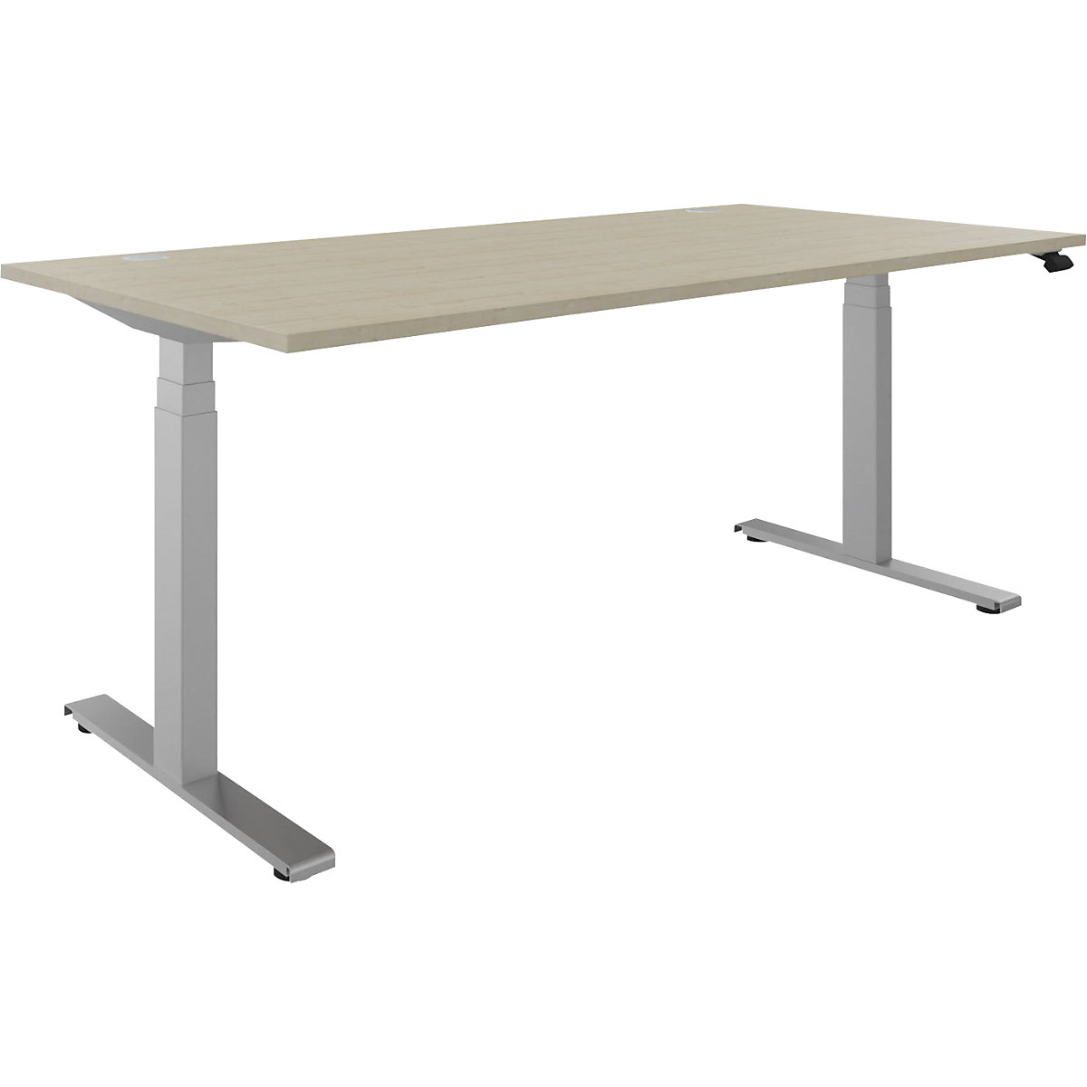 Scrivania BOTTOM-UP, regolabile elettricamente in altezza, diritta, largh. x prof. 1800 x 900 mm, acero/argento-0