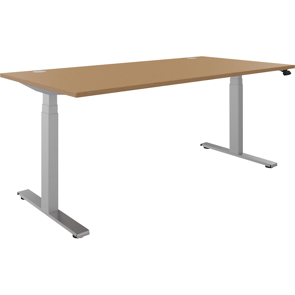 Scrivania BOTTOM-UP, regolabile elettricamente in altezza, diritta, largh. x prof. 1800 x 900 mm, faggio/argento-0