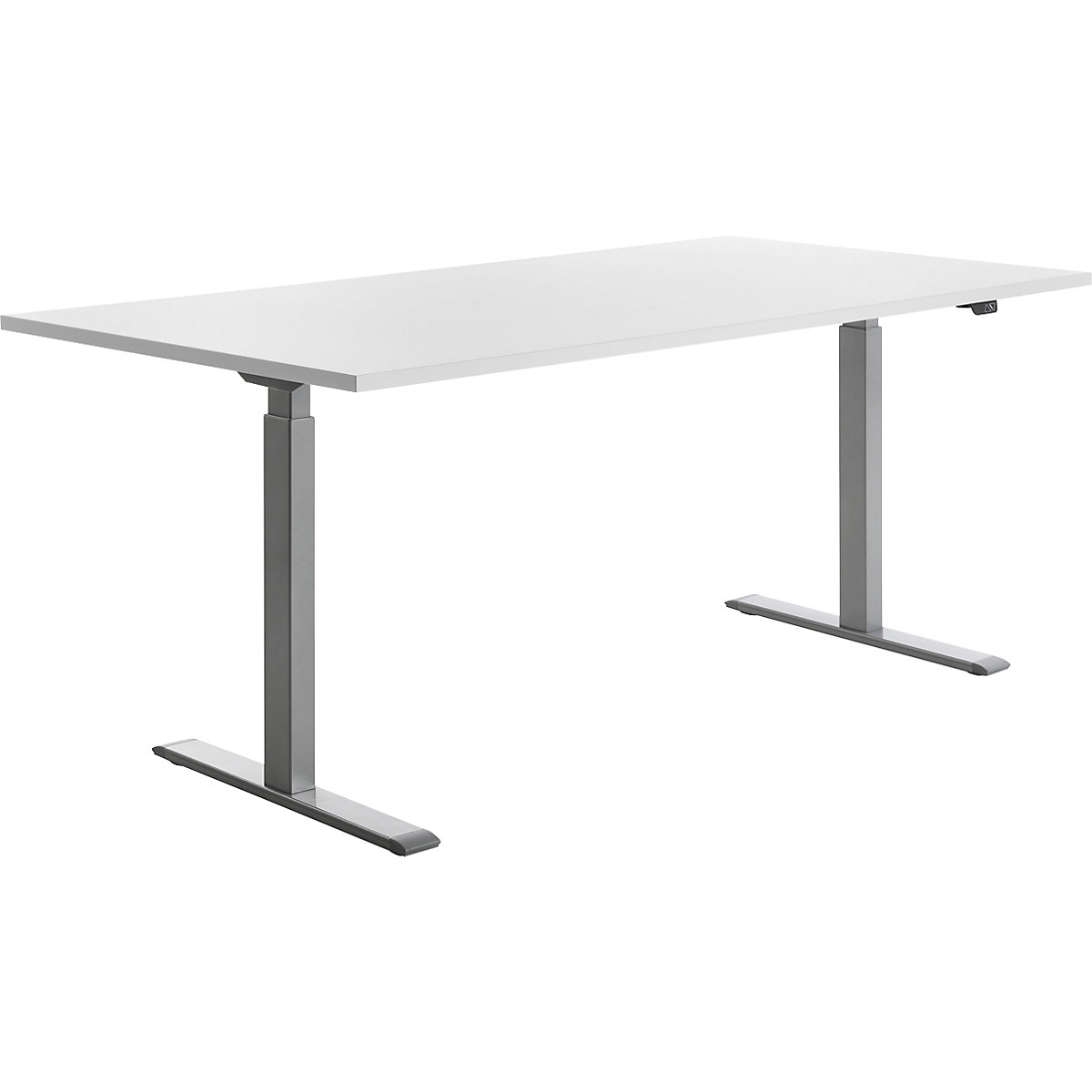 Scrivania, con regolazione elettrica dell'altezza – Topstar, diritta, largh. x prof. 1800 x 800 mm, bianco/grigio-0