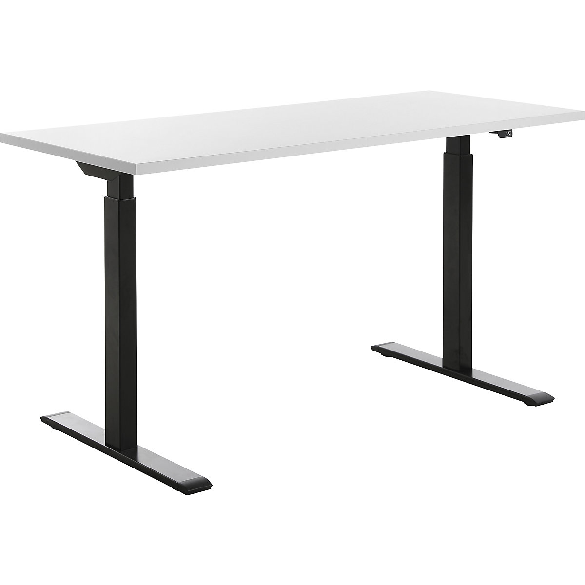 Scrivania, con regolazione elettrica dell'altezza – Topstar, diritta, largh. x prof. 1400 x 600 mm, bianco/nero-0