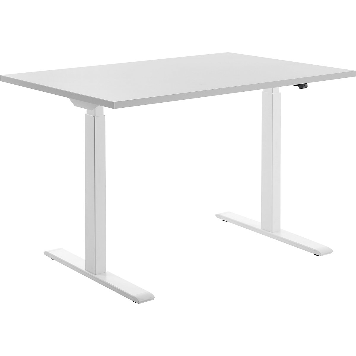 Scrivania, con regolazione elettrica dell'altezza – Topstar, diritta, largh. x prof. 1200 x 800 mm, grigio chiaro/bianco-0