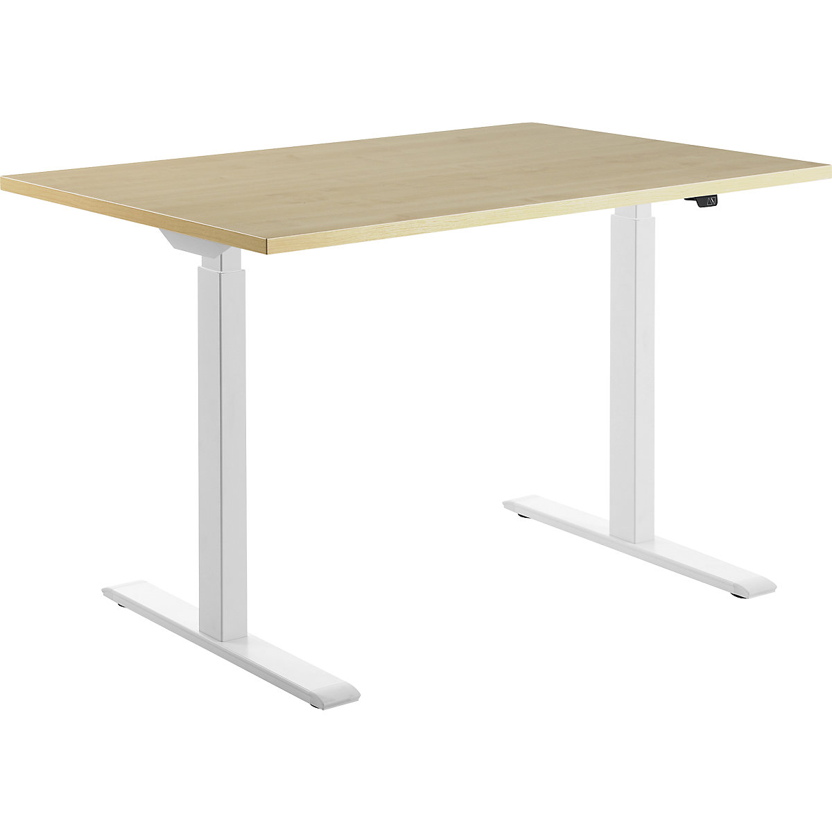 Scrivania, con regolazione elettrica dell'altezza – Topstar, diritta, largh. x prof. 1200 x 800 mm, acero/bianco-0