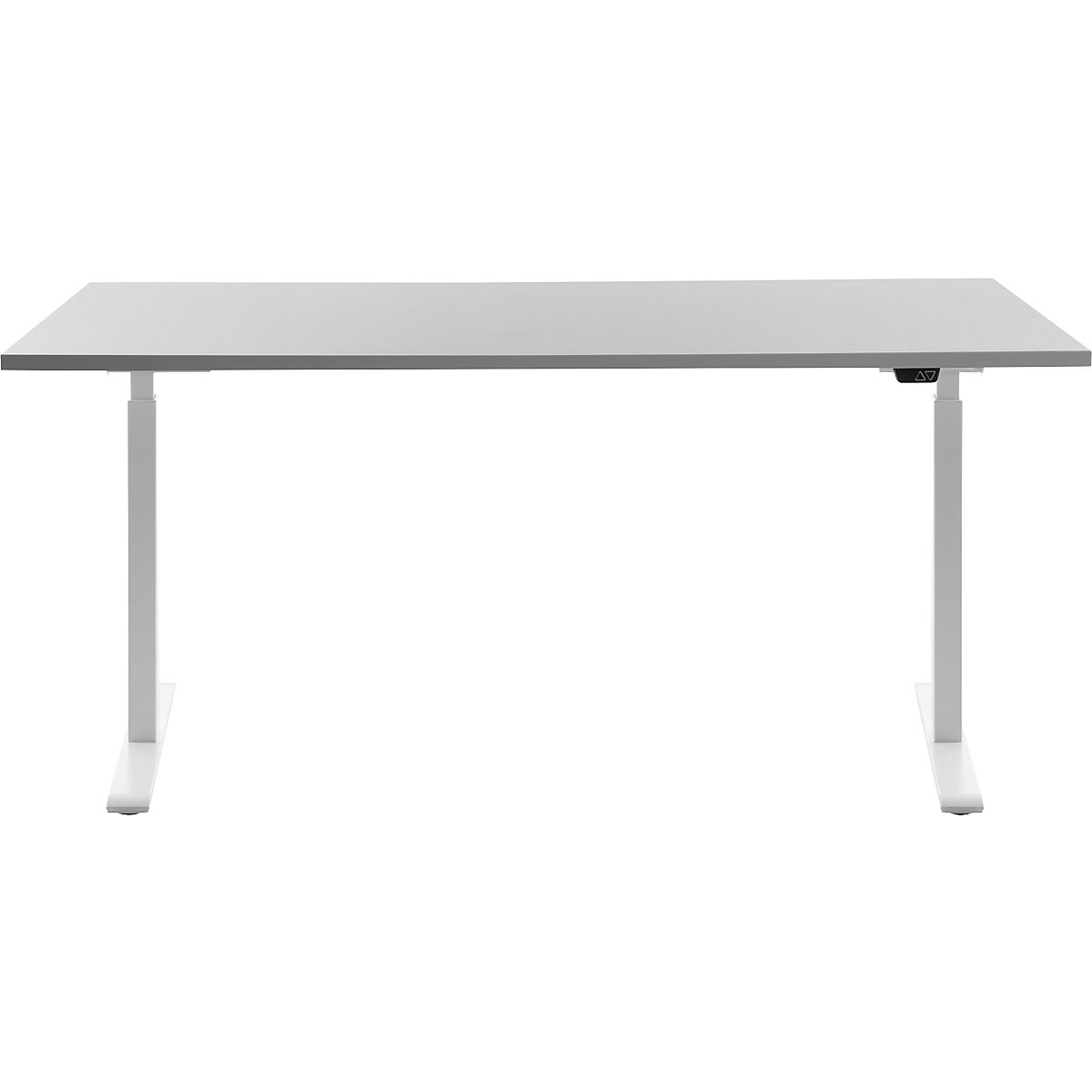 Scrivania, con regolazione elettrica dell'altezza – Topstar, diritta, largh. x prof. 1600 x 800 mm, grigio chiaro/bianco-0