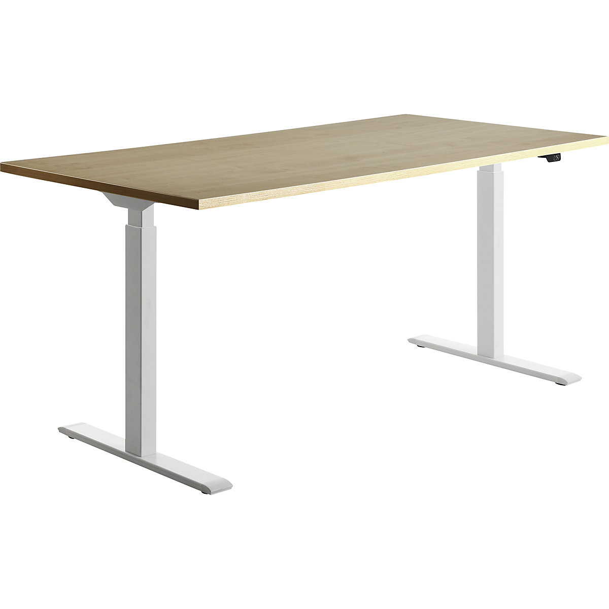 Scrivania, con regolazione elettrica dell'altezza – Topstar, diritta, largh. x prof. 1600 x 800 mm, acero/bianco-0