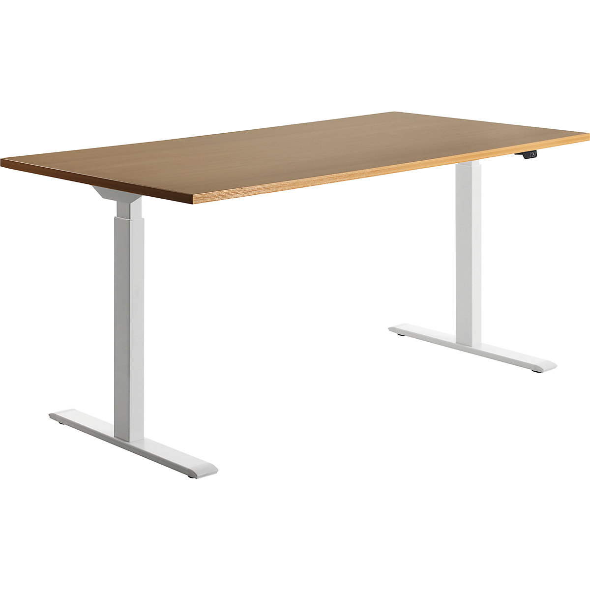 Scrivania, con regolazione elettrica dell'altezza – Topstar, diritta, largh. x prof. 1600 x 800 mm, faggio/bianco-0
